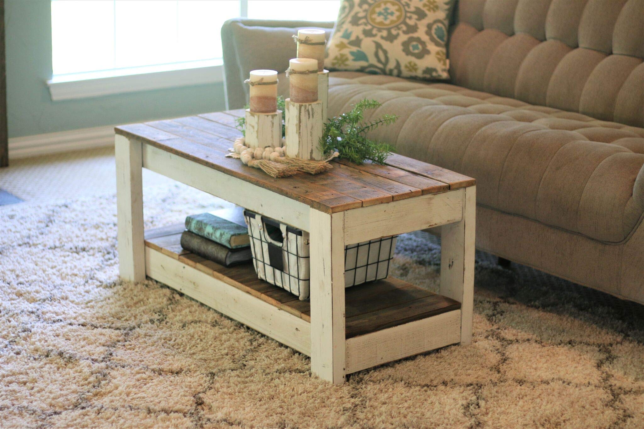 White Coffee Table with Shelf - Modern Living Room Furniture for Small Spaces | Sturdy & Stylish Design | Perfect for Apartments, Dorms & Home Decor (SKU 505)