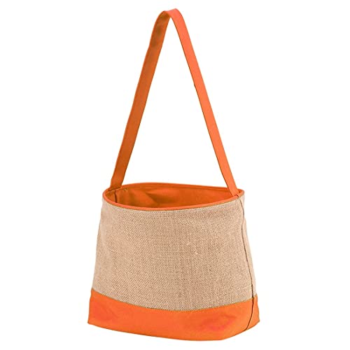 Personalized Monogram Easter Basket - Orange Burlap Easter Bucket with Custom Name for Easter Egg Hunts, Spring Decor & Gift Giving