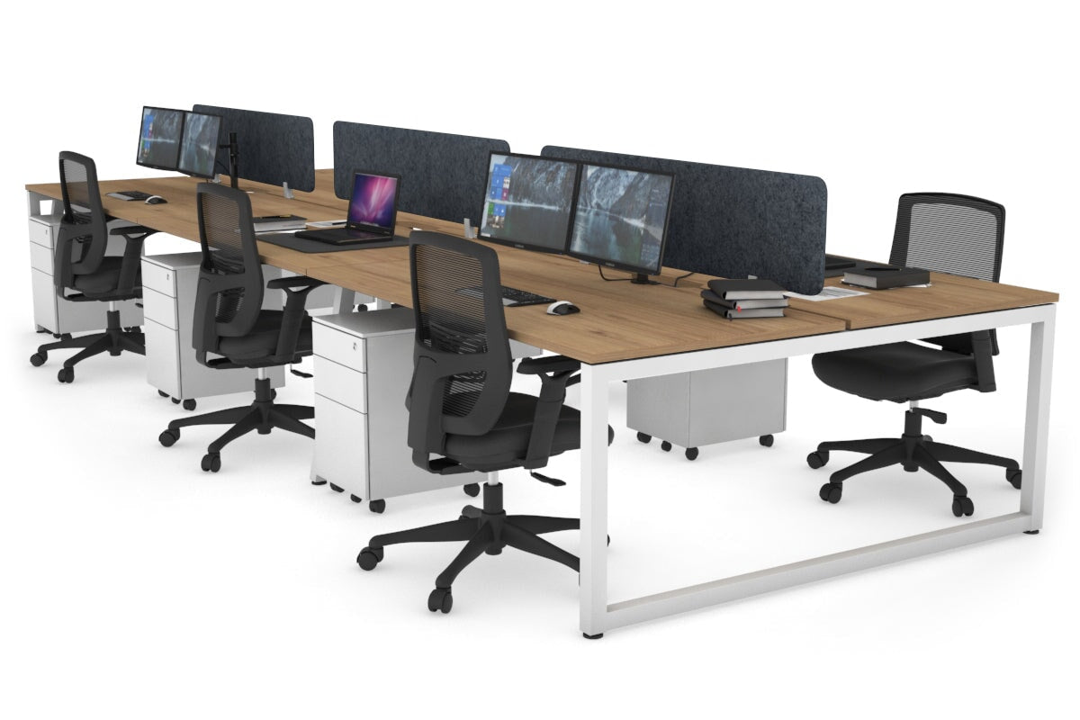Quadro Loop Legs 6-Person Office Workstation - 1400L x 800W with Cable Management - Perfect for Open Office Layouts & Collaborative Workspaces