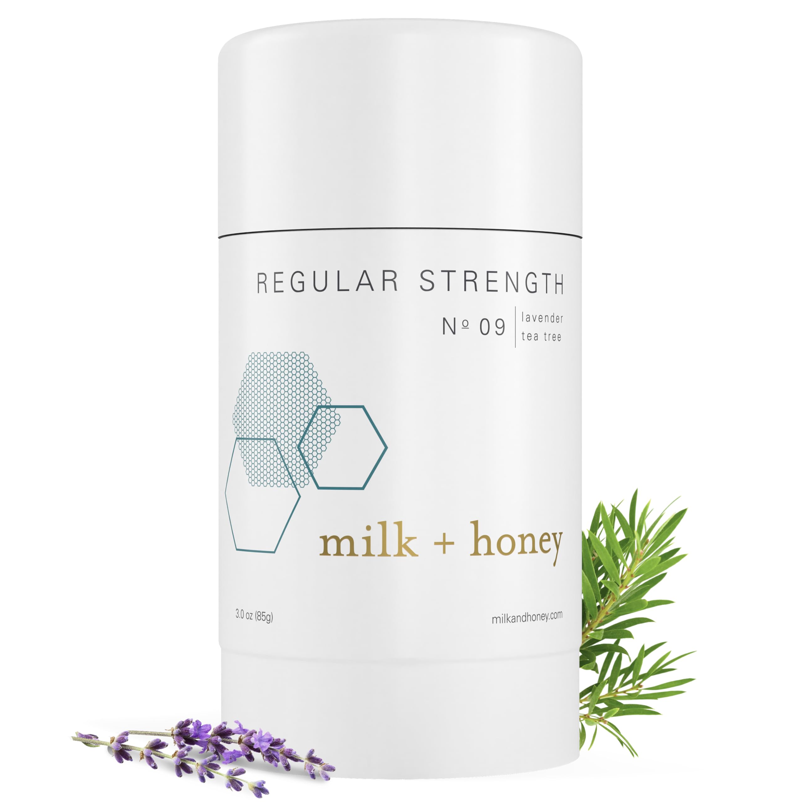 Natural Aluminum-Free Deodorant for Women & Men - Milk + Honey No. 09 Regular Strength | Lavender & Tea Tree Scent | Gentle on Skin | Ideal for Daily Use, Gym & Sensitive Skin Care