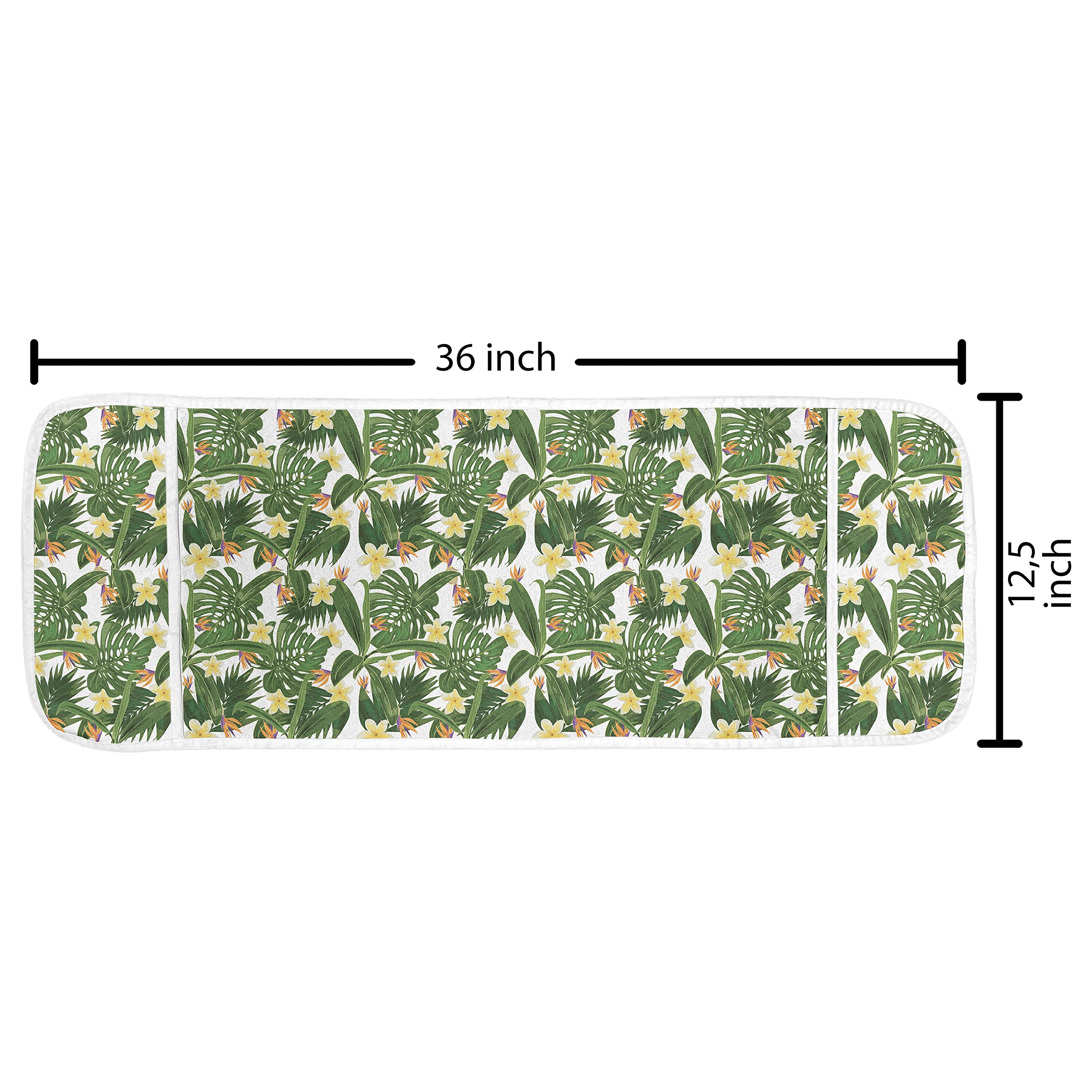 Ambesonne Tropical Microwave Cover - Waterproof Kitchen Organizer with Pockets, Monstera Palm Leaves & Hibiscus Floral Design (36