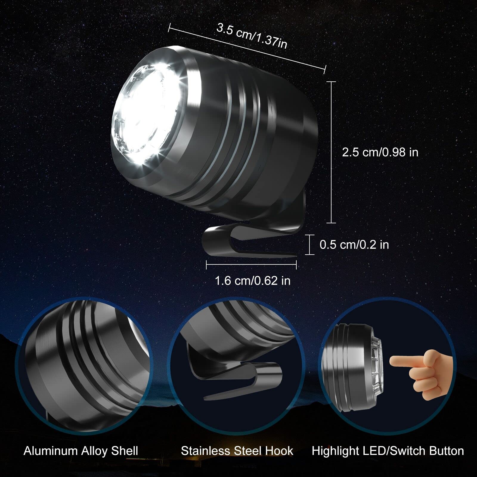 Rechargeable Shoe Headlights - 2 Pack LED Flashlight Attachment for Clogs & Sandals | Kids, Women & Men Shoe Charms Accessories | Perfect for Night Running, Camping & Outdoor Activities