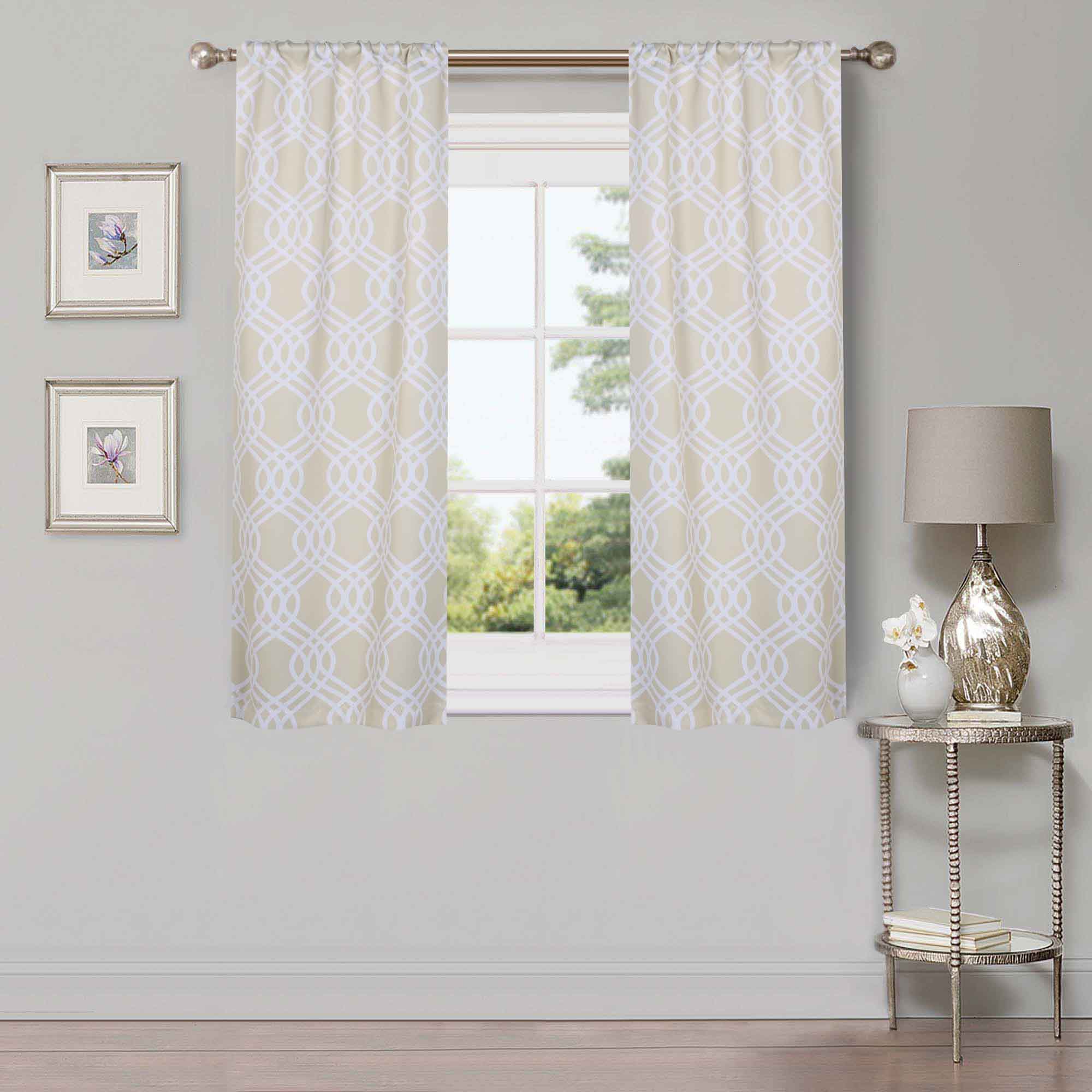 Washable Blackout Curtains with Ribbon Trellis Design - Room Darkening Window Treatment for Bedroom & Living Room - Thermal Insulated Drapes for Better Sleep and Energy Efficiency