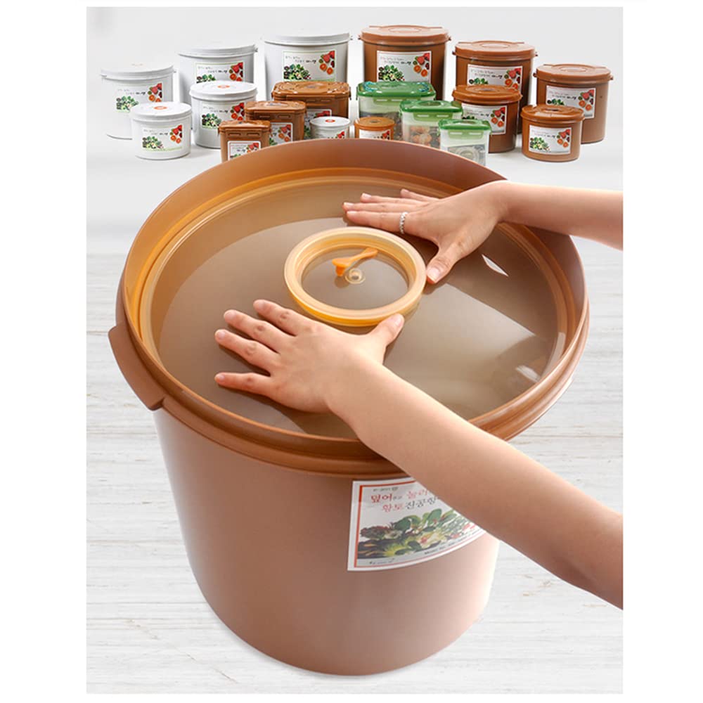 Premium Kimchi & Sauerkraut Fermentation Container with Inner Vacuum Lid - 1.3 Gallon (5L) Probiotic Fermenting Jar for Homemade Pickles, Vegetables & Healthy Gut Foods - Perfect for Kitchen, Meal Prep & DIY Fermentation Projects