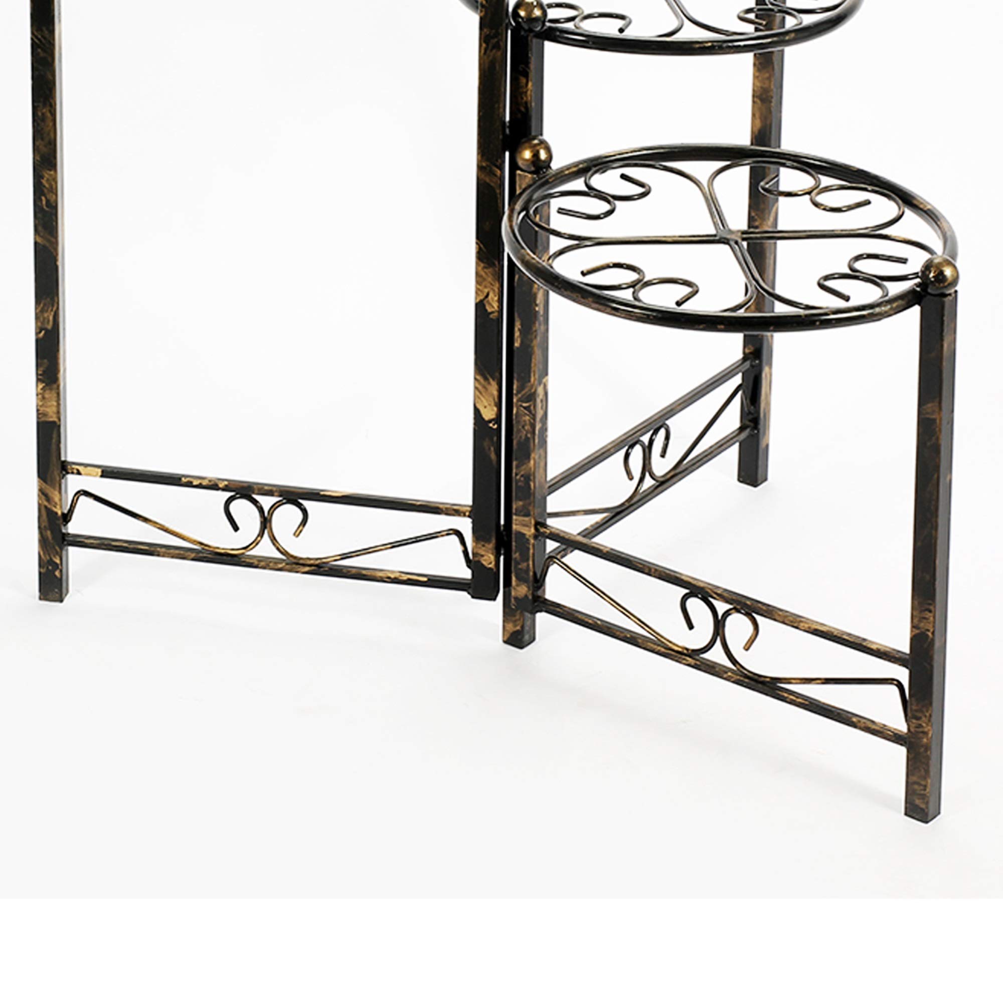 Benjara BM216727 3-Tier Heart Clover Design Round Top Metal Plant Stand for Indoor Outdoor Decor - Black - Perfect for Patio, Garden, Living Room, and Balcony Plant Display
