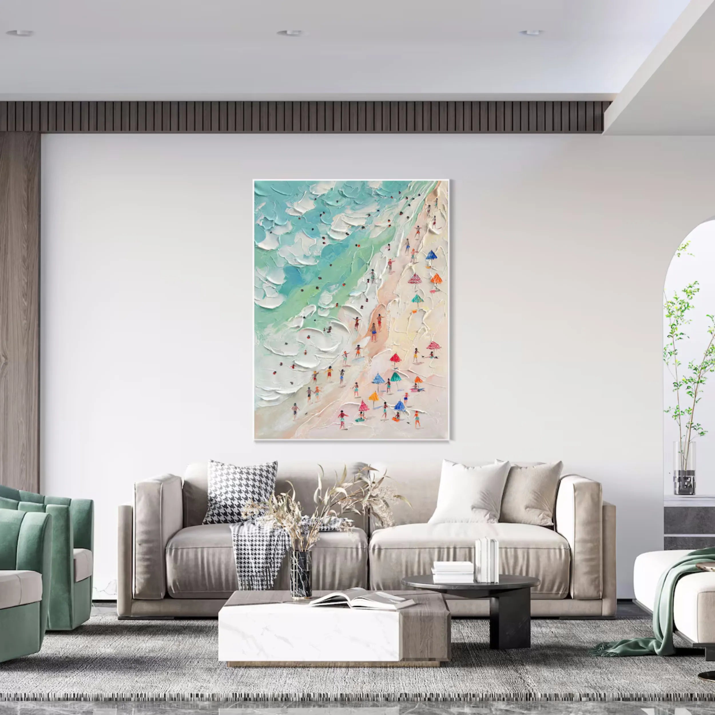 Seascape and Snowy Peak Landscape Painting - Premium Wall Art Decor #SP003 for Living Room, Bedroom & Office