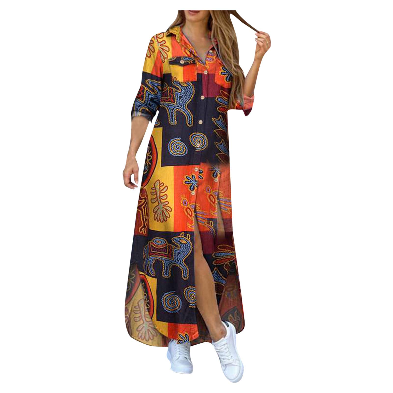 Women's Summer Split Neck Shift Dress with Buttons - Casual & Evening Wear, Solid Color, Half Sleeve Fitted Design - Perfect for Office, Date Night & Summer Parties