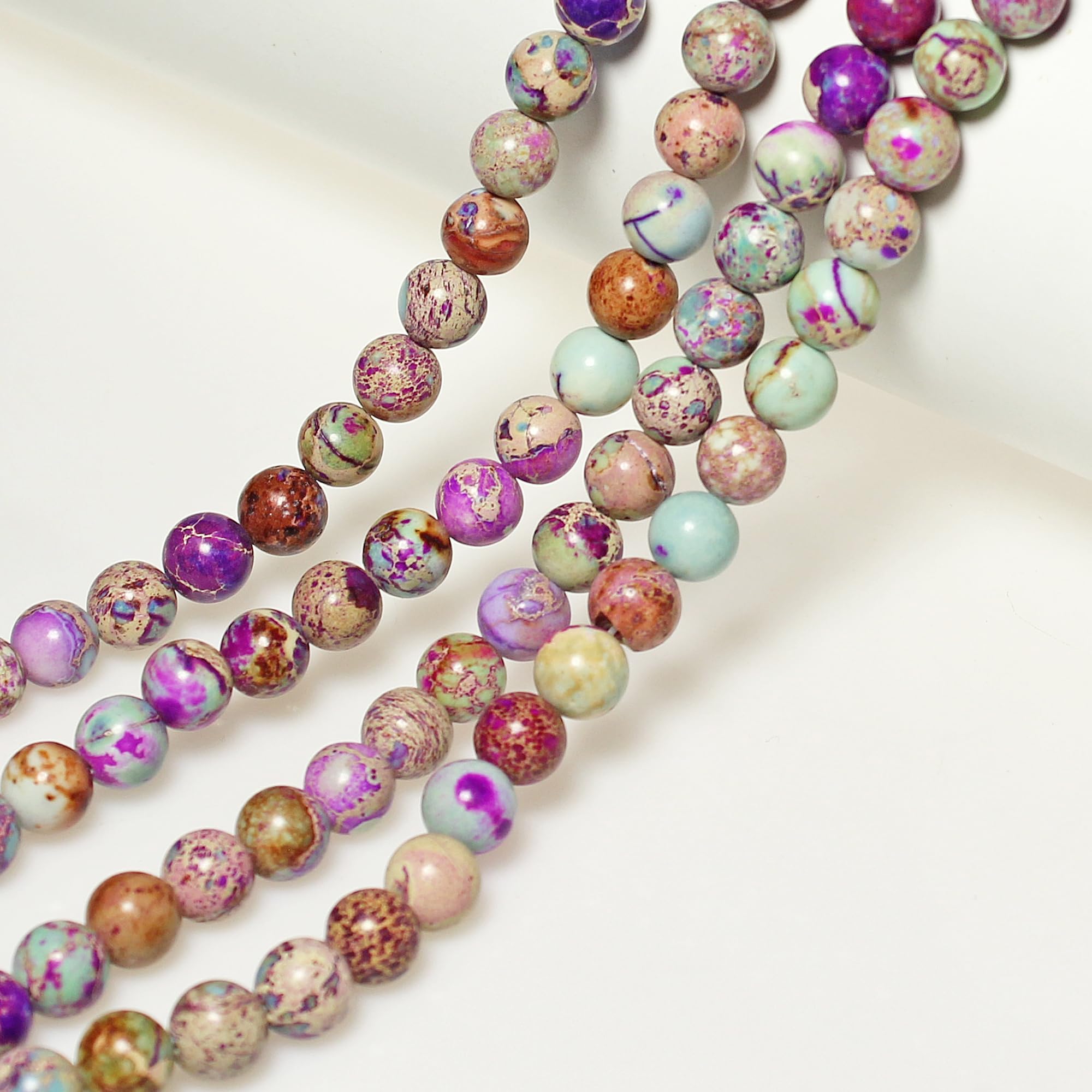 Natural Purple Blue Emperor Jasper Round Stone Beads 8mm - Loose Beads for Jewelry Making, DIY Bracelets, Necklaces & Handmade Crafts - Perfect for Boho, Hippie & Fashion Jewelry Designs