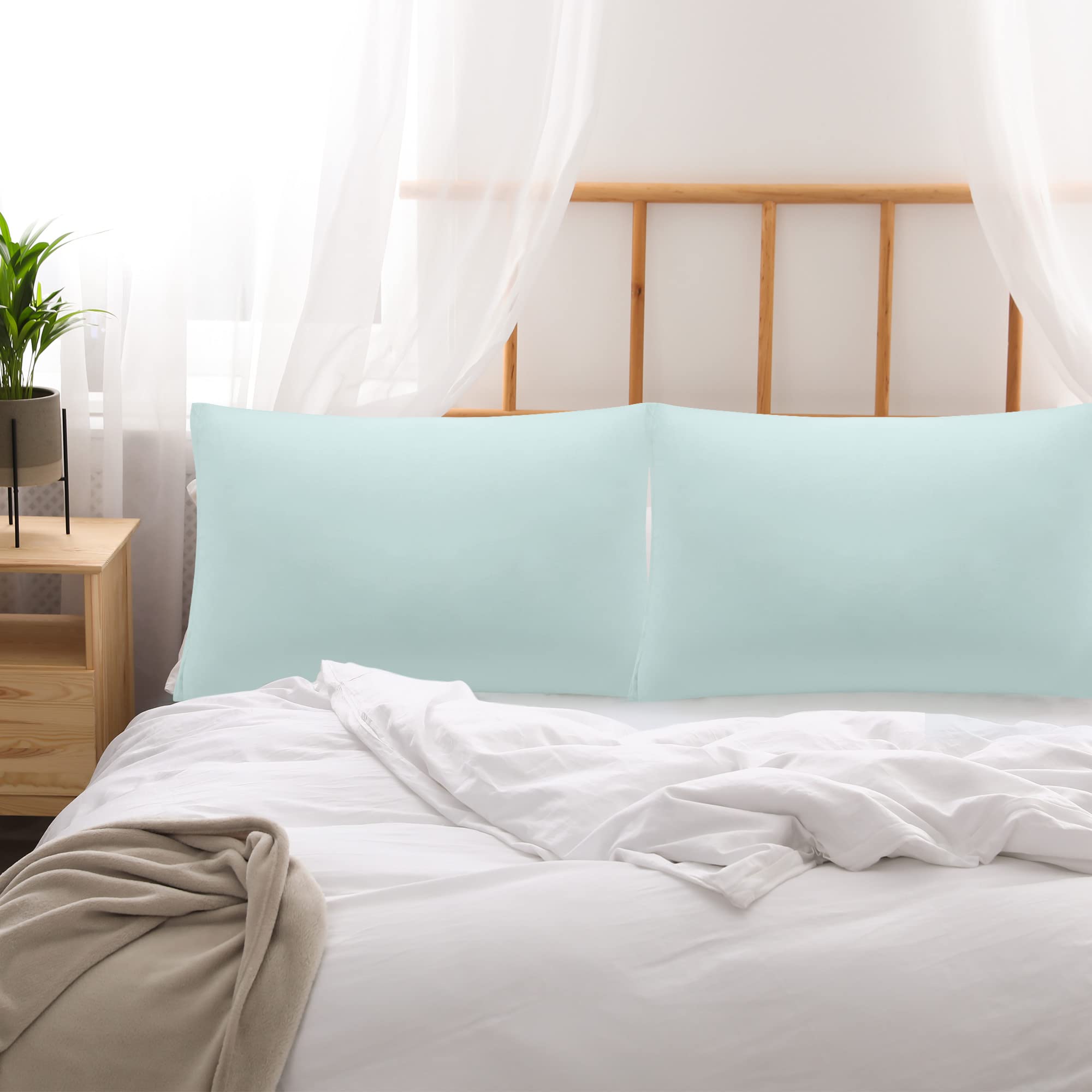 uxcell 2 Pack King Size Pillow Cases (20x36 Inches) - Soft 1800 Series Microfiber Pillow Covers with Zipper Closure, Light Gray - Perfect for Bedroom, Hotel, Travel & Home Decor