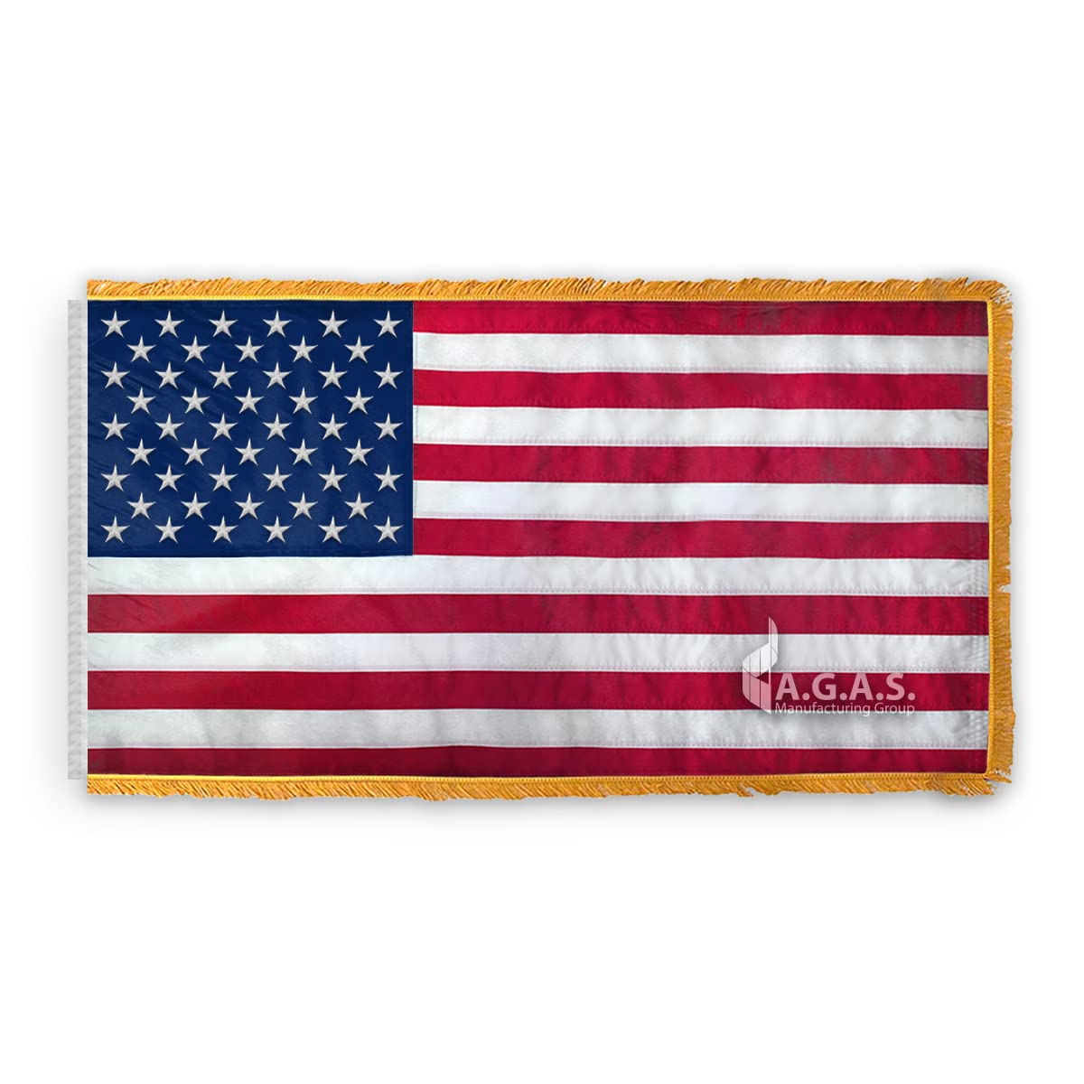 Premium 5x8 Ft American Embroidered Ceremonial Flag with Gold Fringe - Heavy Duty 400D Nylon Fabric - Embroidered Stars & Sewn Stripes - Indoor Pole Sleeve - USA Made - Perfect for Government Buildings, Schools & Patriotic Events