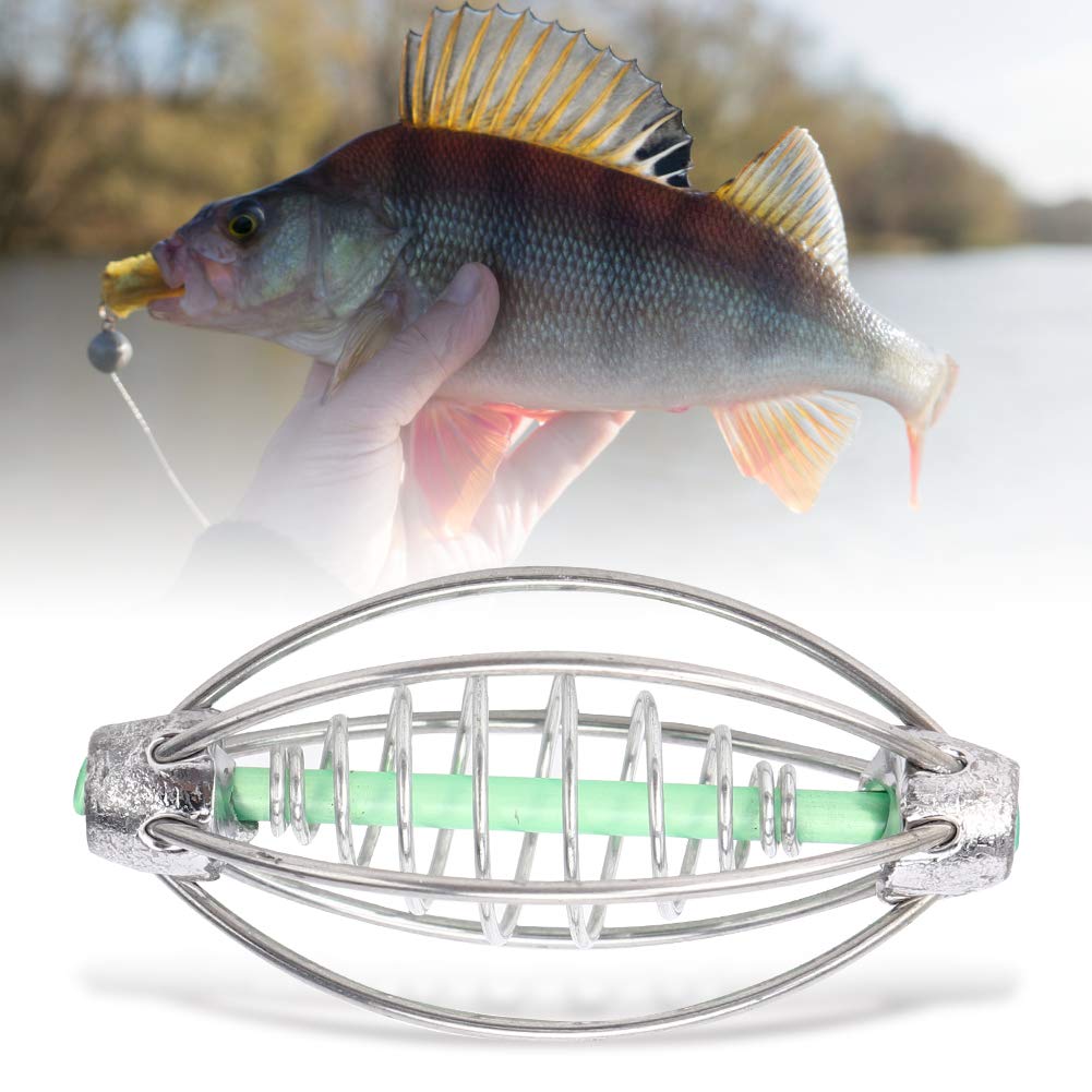 **10Pcs Stainless Steel Carp Fishing Feeder Bait Holder Spring - Durable 36g Bait Cage Tackle Accessory with Pendant Bead for Carp Fishing | Perfect for Freshwater & Lake Fishing**