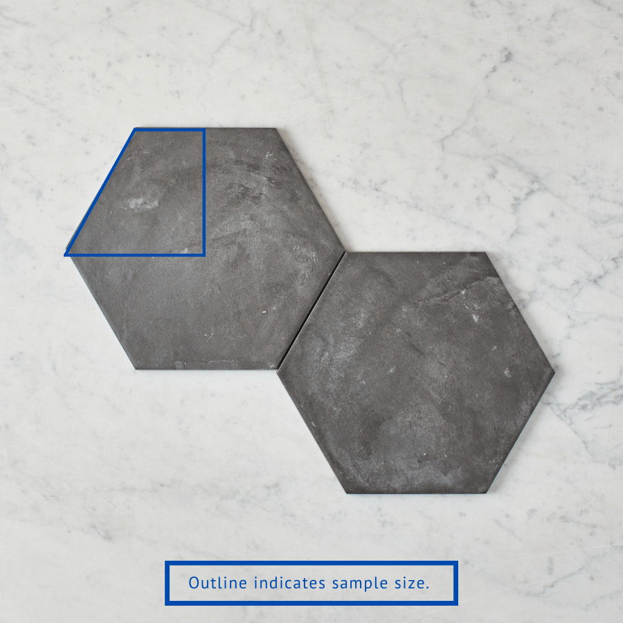 Black Encaustic Look Hexagon Tile Sample - Premium Ceramic Floor & Wall Tile for Kitchen, Bathroom, and Backsplash - Brighton Beach Collection