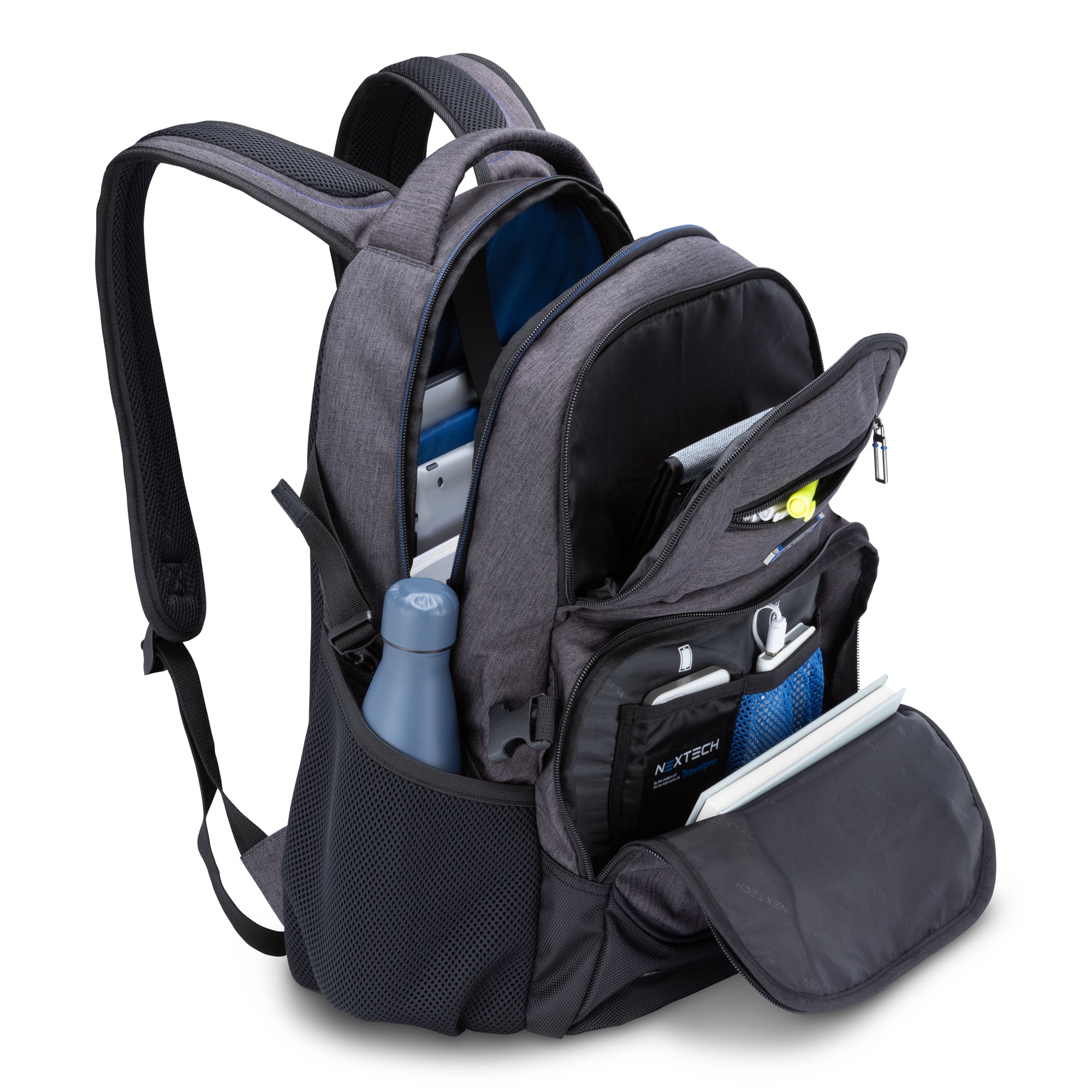 Nextech Professional Business Backpack for Men & Women - Waterproof Laptop Backpack with USB Charging Port - Perfect for Office, Travel, and Commuting