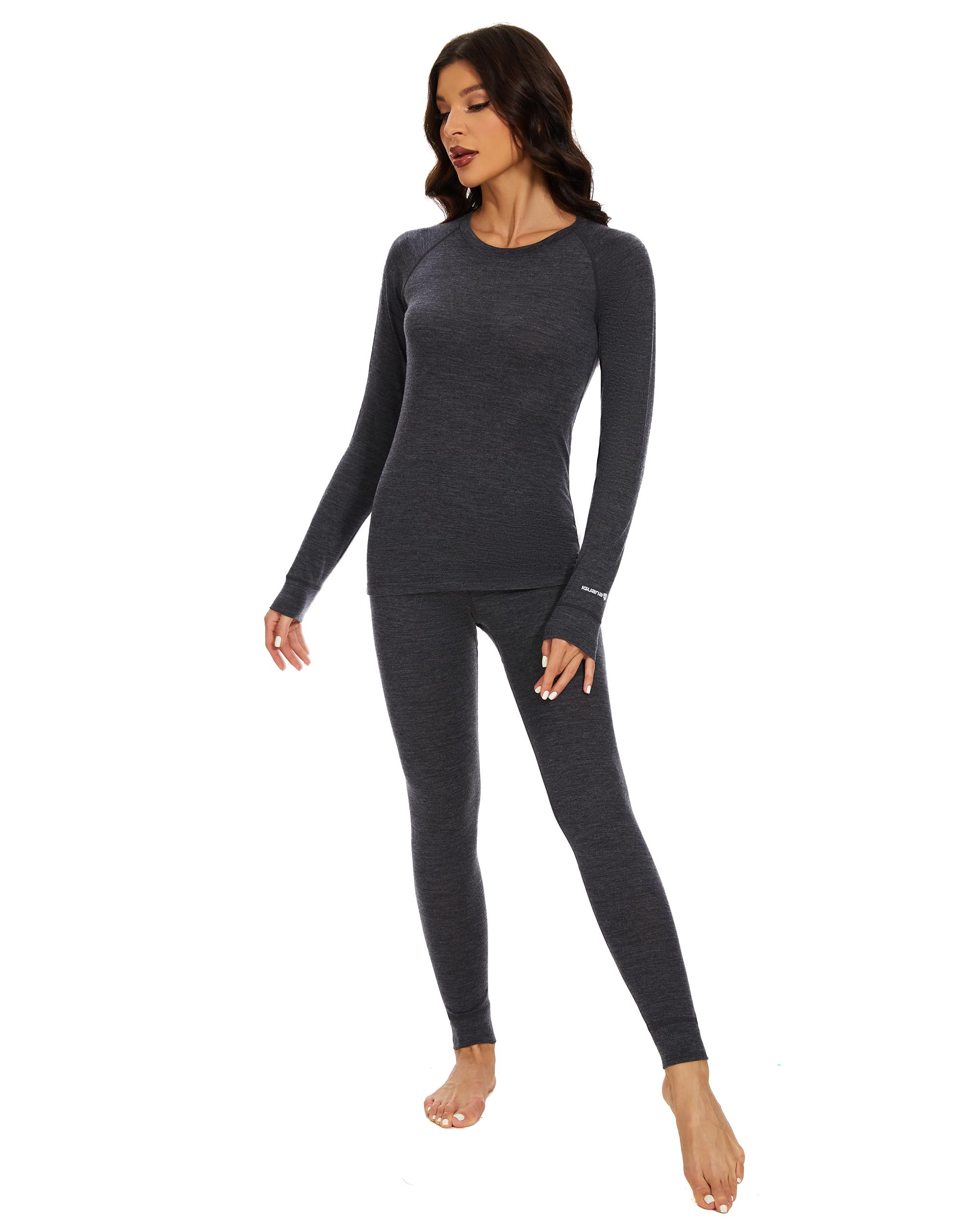 Women's 100% Merino Wool Base Layer Set - Lightweight Thermal Underwear for Skiing, Hiking & Winter Sports - Odor Resistant & Moisture Wicking Activewear for Cold Weather Activities
