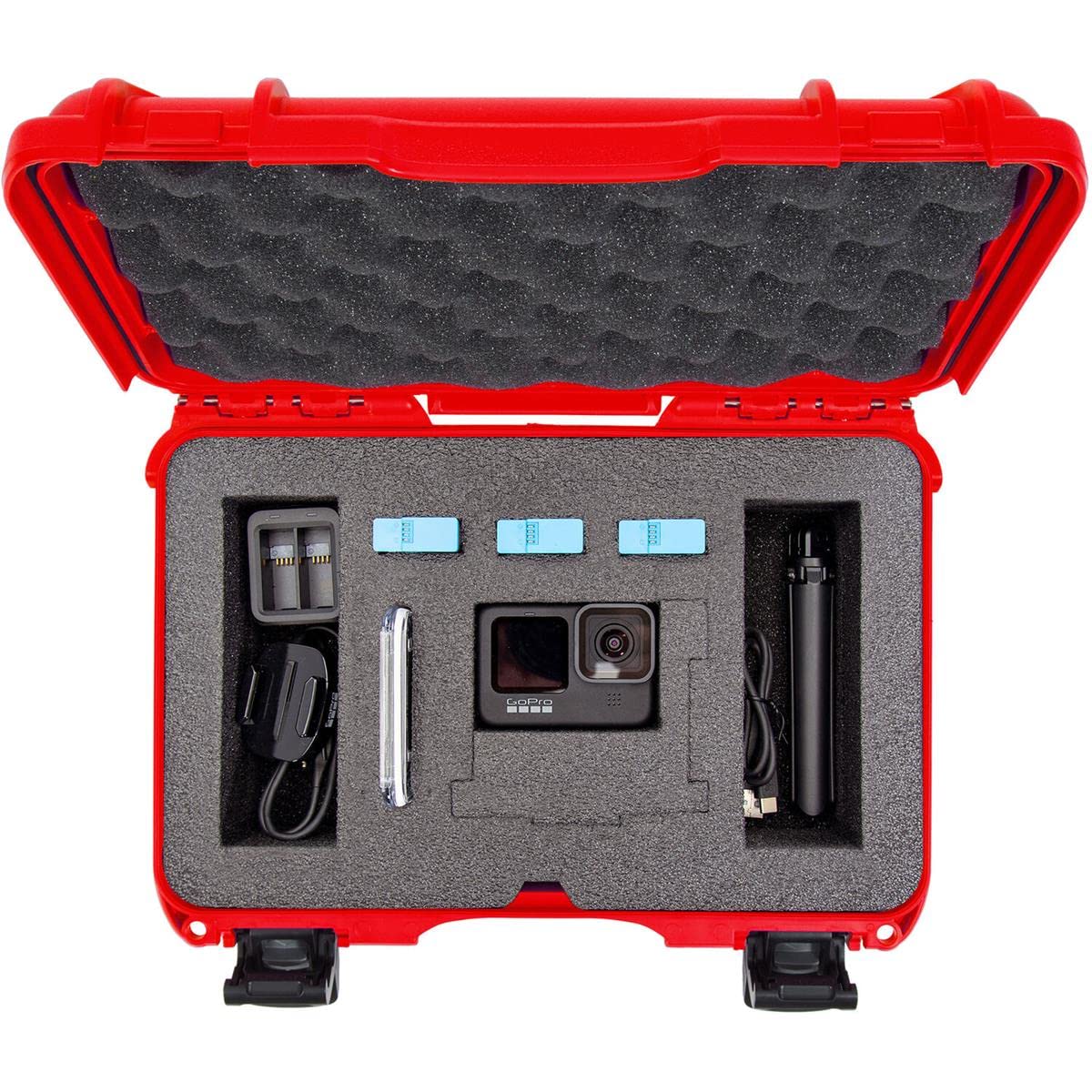 Nanuk 909 Waterproof Hard Case with Customizable Foam Insert - Compatible with GoPro Hero 9 & 10 (Red) - Perfect for Travel, Outdoor Adventures & Camera Equipment Protection