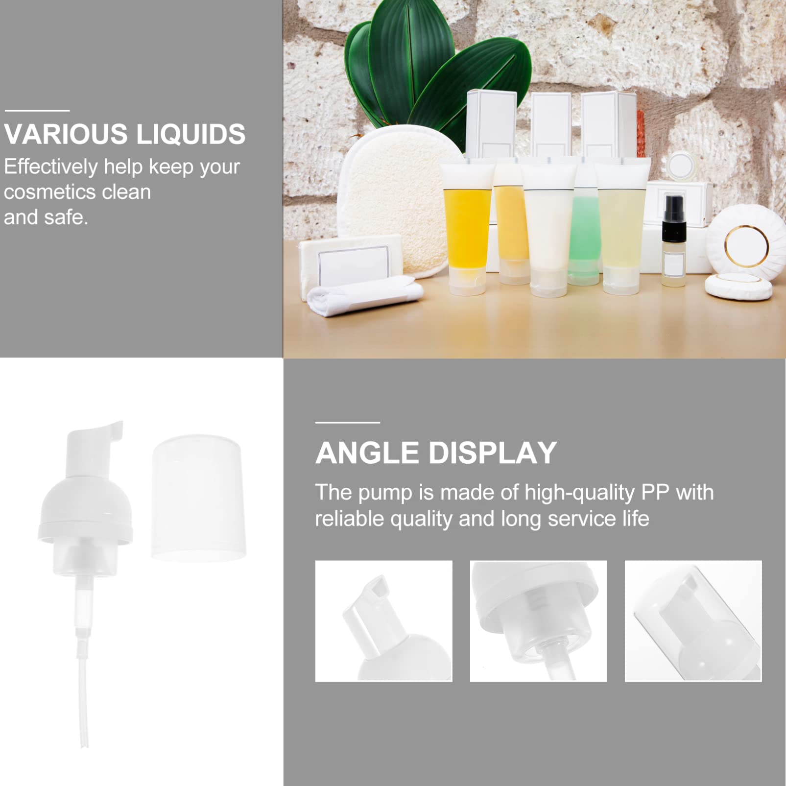 Healifty 3Pcs Foaming Soap Dispenser Pump Replacement Heads - 1.8 x 6.6 Inch Foam Soap Bottle Lids for Hand Soap & Lotion - Perfect for Bathroom, Kitchen & Travel Use