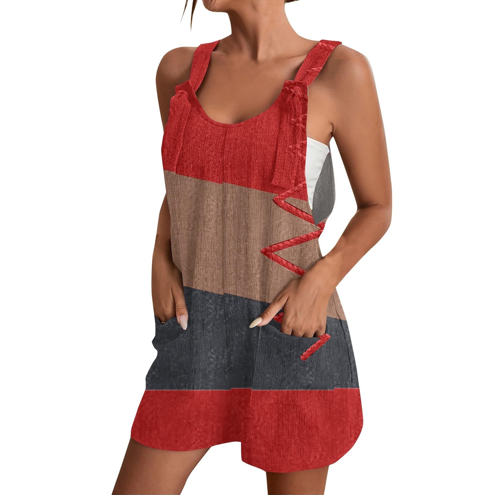 Women's Casual Summer Sleeveless Jumpsuit Shorts - Loose Fit Spaghetti Strap Overalls with Pockets | Trendy Outfits for Beach, Vacation & Everyday Wear