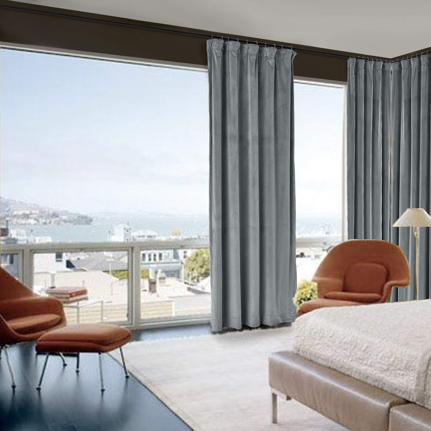 Premium Blackout Thermal Insulated Velvet Curtains - Extra Wide 100x96 Inch Solid Room Darkening Window Drapes (1 Panel) - Perfect for Bedrooms, Home Theater & Light-Sensitive Sleepers