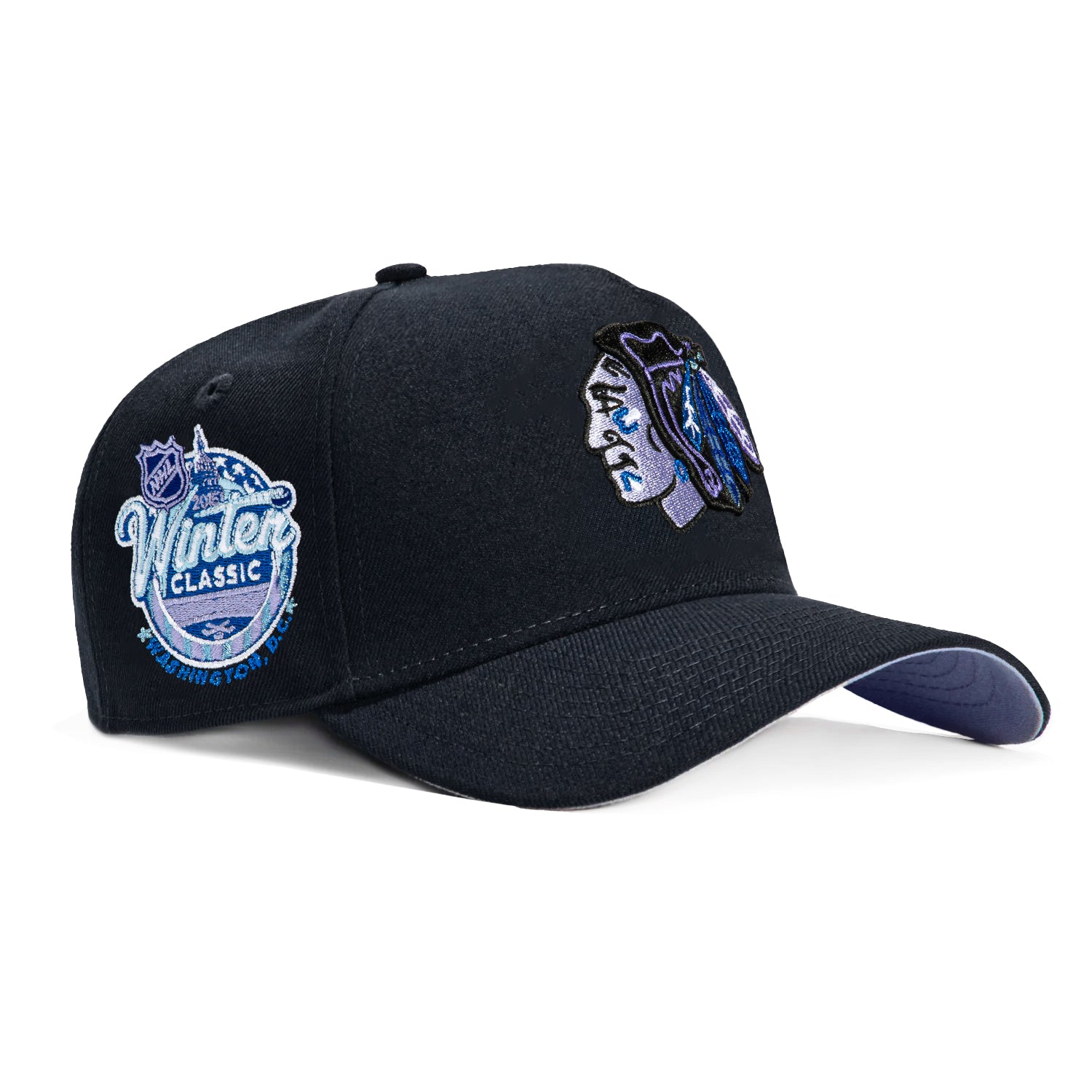 New Era 9Forty A-Frame Chicago Blackhawks 2015 Winter Classic Patch Snapback Hat - Navy Blue Adjustable Baseball Cap for Men & Women - Perfect for Sports Games, Casual Wear & Fan Collections