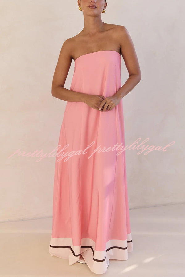 Sexy Tube Top Back Zipper Loose Maxi Dress with Unique Print - Summer Beach Party, Vacation, Date Night Outfit
