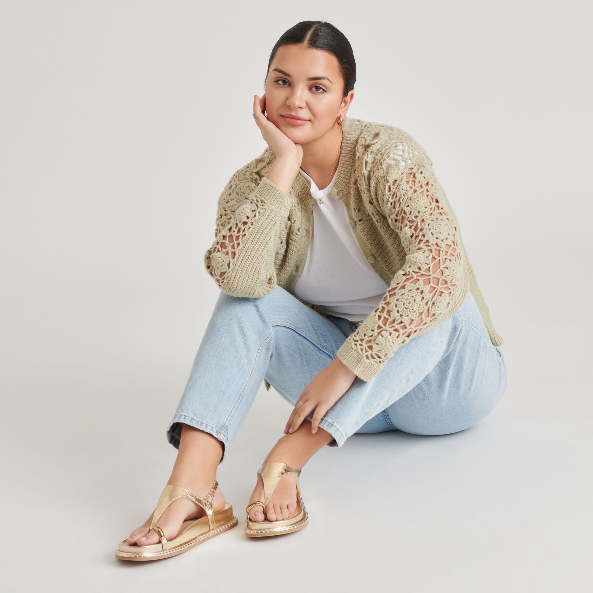 STEFAN Distressed Leather Sandals for Women - Gold Gladiator Sandals for Summer, Beach, and Casual Outfits