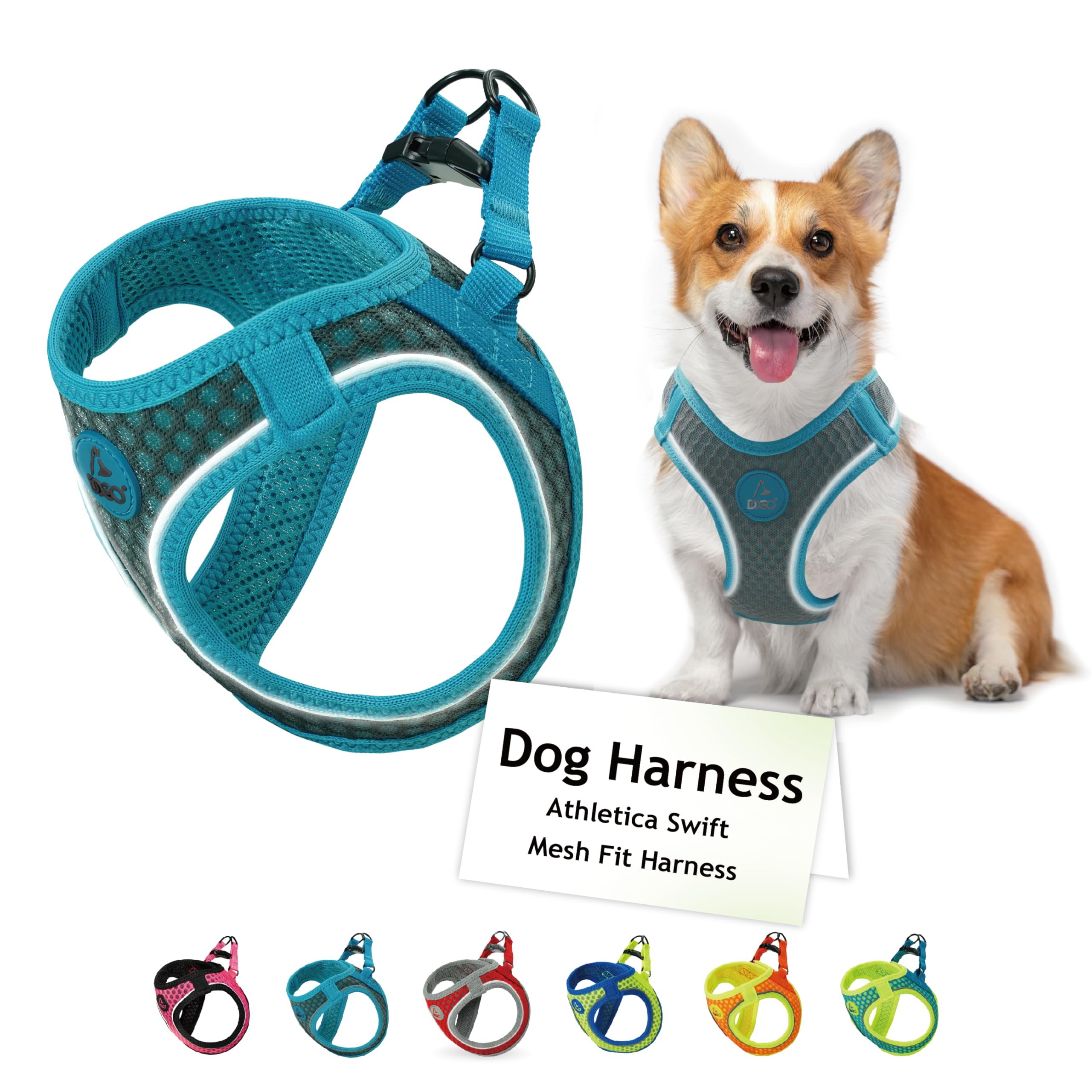 DOCO Step-in Reflective Dog Harness for Small Dogs - Adjustable Lightweight No-Pull Air Mesh Puppy Vest XS S M (Under 30 lbs) - Perfect for Night Walks, Jogging & Outdoor Adventures (Gray/Medium)