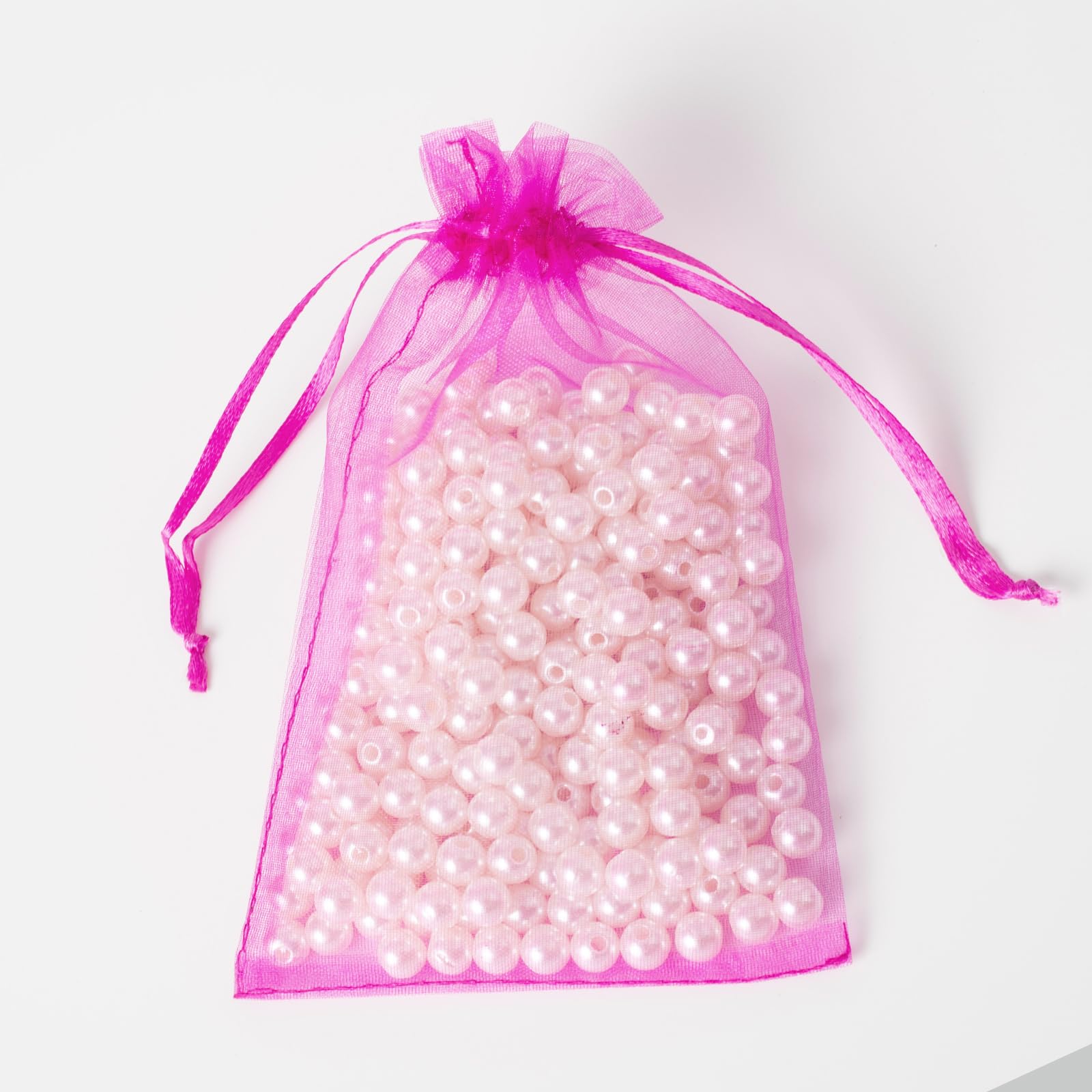 100PCS 4x6 Inches (10x15cm) Small Organza Drawstring Bags - Jewelry Gift Packaging Bags for Valentine's Day, Wedding Favors, Birthday Party, Bridal Shower & Cosmetics Storage - Hot Pink Mesh Favor Bags for DIY Crafts, Gift Wrapping & Party Decorations
