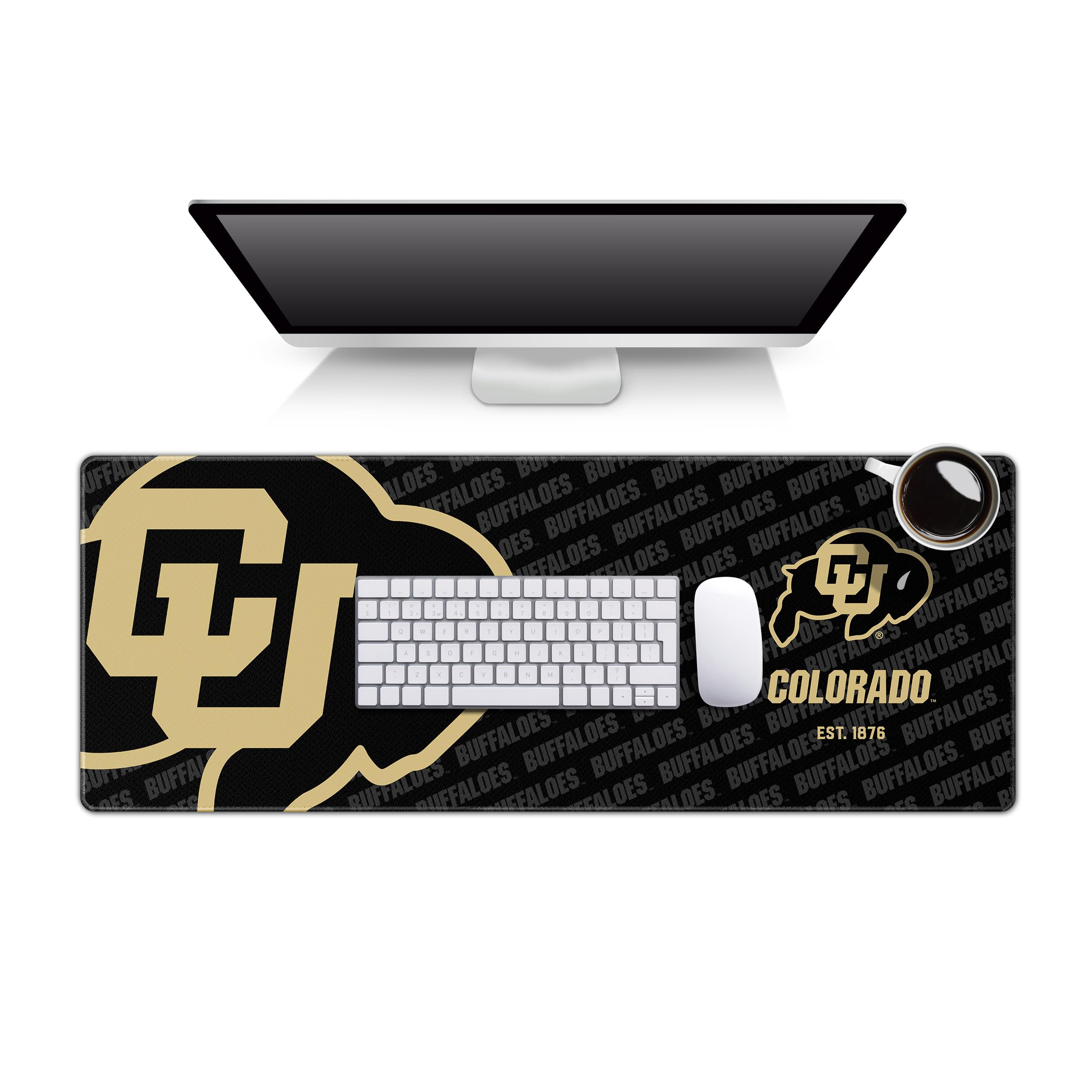 YouTheFan NCAA Colorado Buffaloes Logo Series Desk Pad - Non-Slip Mouse Pad for Gaming & Office Work - Perfect for College Dorm, Home Office & Workstation Setup