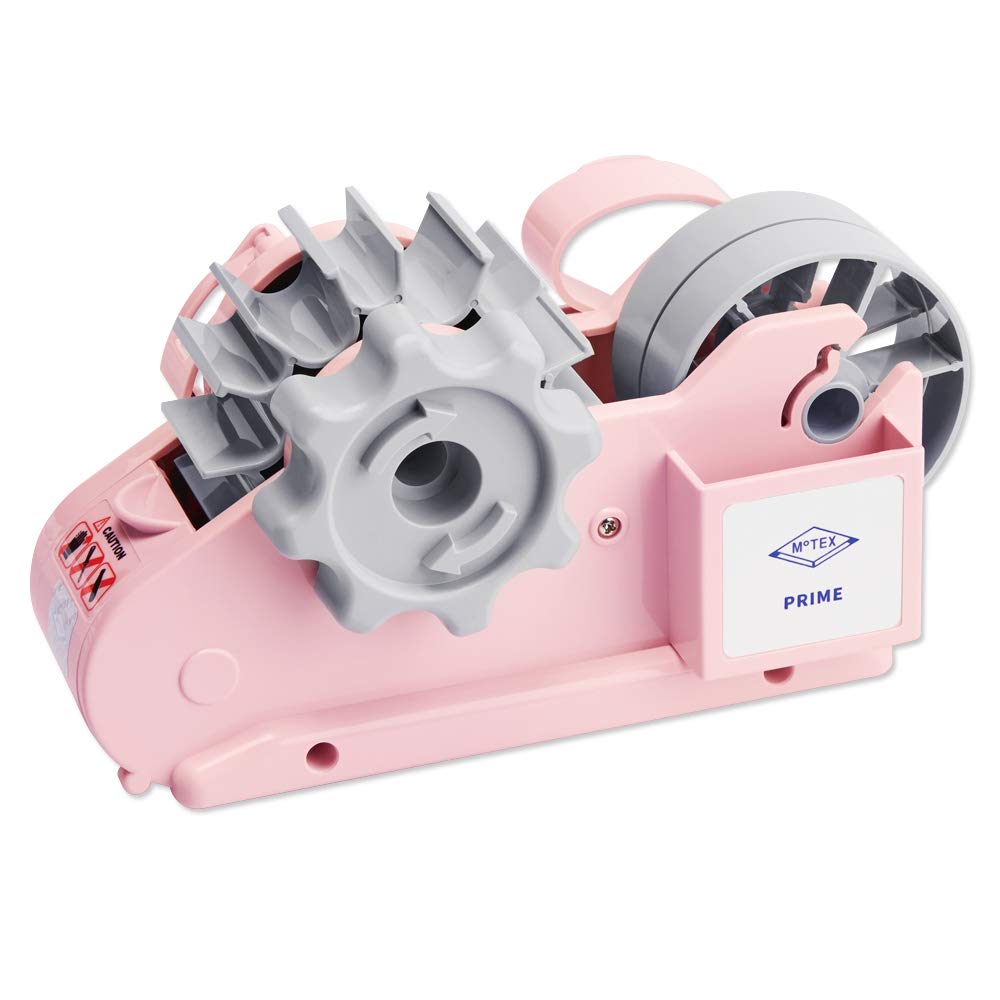 MoTEX 3 Inch Core Tape Dispenser with 3 Rolls of Clear Packing Tape - Light Pink | Heavy Duty Packaging, Shipping, Office & Home Use