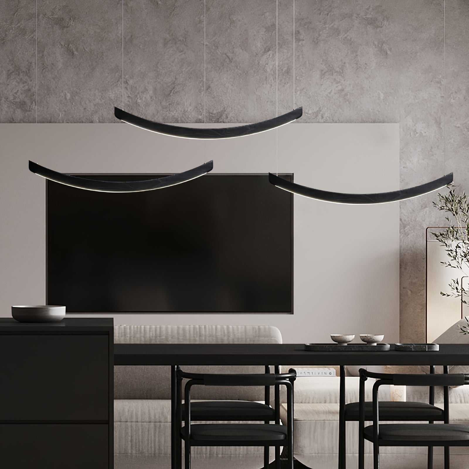 Felix Crescent Pendant Lamp - Modern Moon-Shaped Hanging Light Fixture for Living Room, Bedroom & Dining Area Decoration