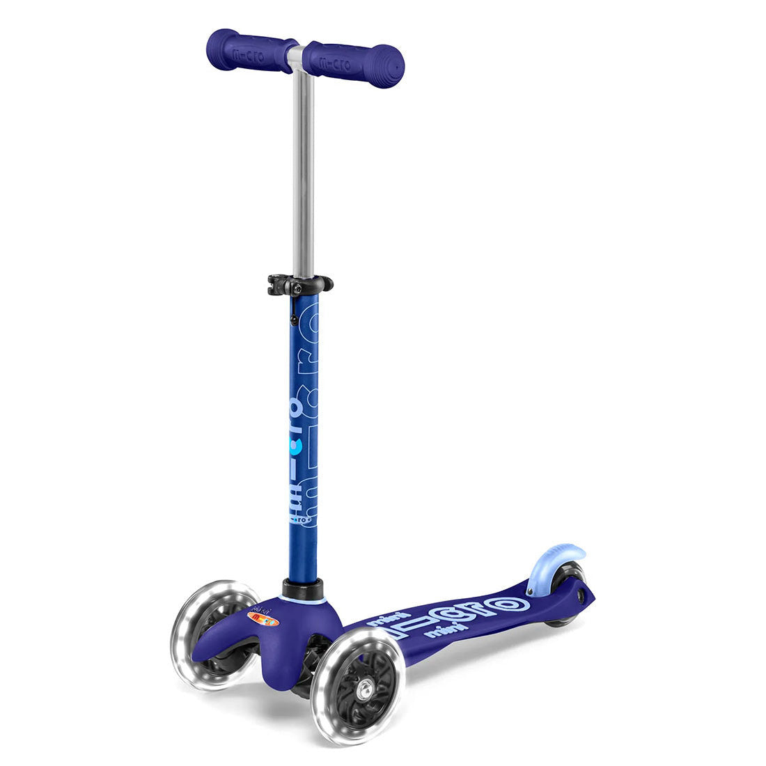 Micro Mini Deluxe 3-Wheel LED Scooter for Kids - Blue | Light-Up Wheels, Adjustable Handlebar | Perfect for Commuting, Neighborhood Rides & Outdoor Fun