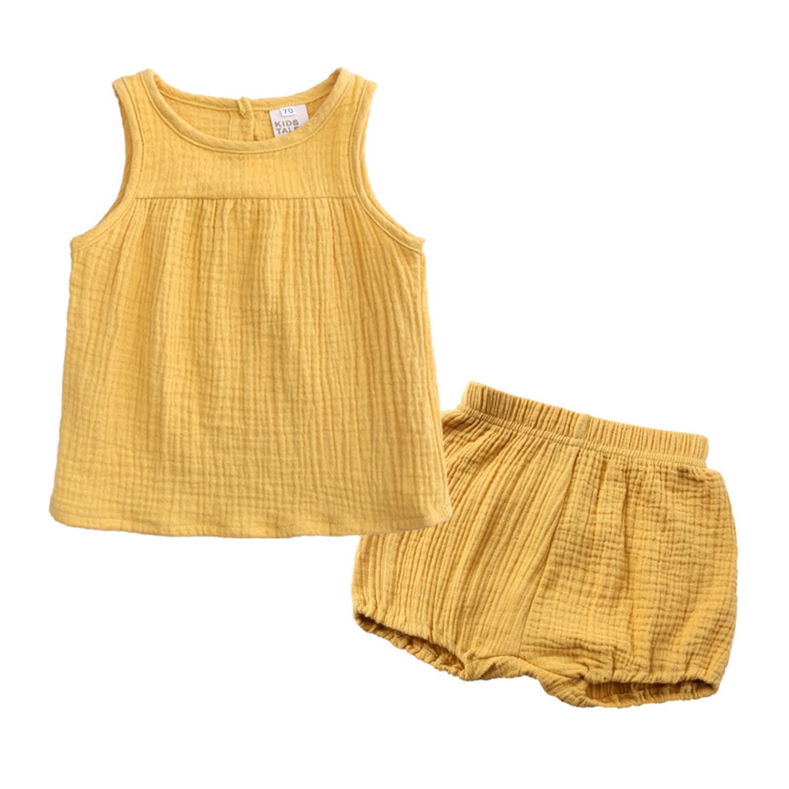 Baby Girls Summer Outfit Set - Newborn Infant Sleeveless Vest & Shorts - Cute Toddler Clothes for Playtime & Beach