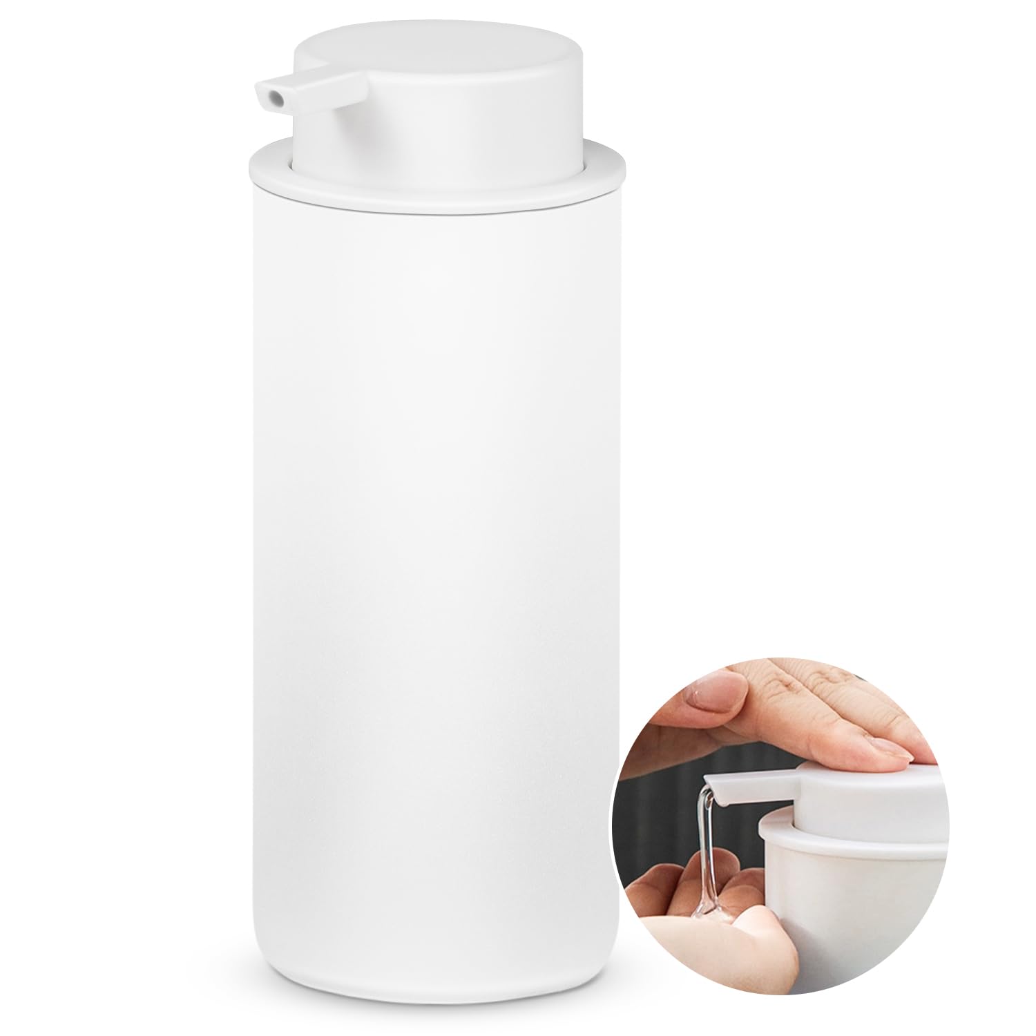 Premium Glass Soap Dispenser with Pump - 15.83oz Refillable Hand Soap Dispenser for Kitchen Countertop & Bathroom - Dish Soap & Lotion Dispenser Bottle in Elegant White - Perfect for Home, Office, and Restaurant Use