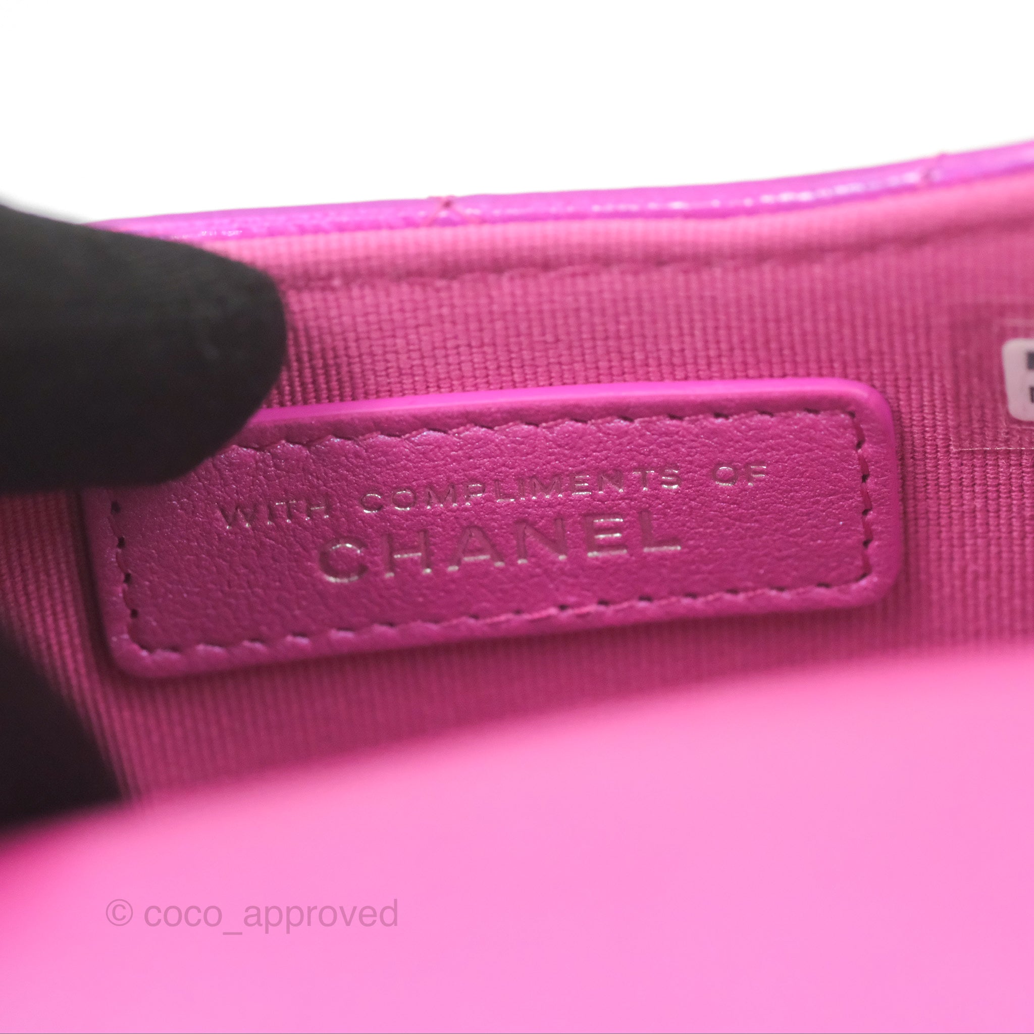 Chanel Fuchsia Iridescent Mirror Goatskin Card Holder with Hook - Luxury Wallet for Women, Perfect for Everyday Use & Travel Accessories