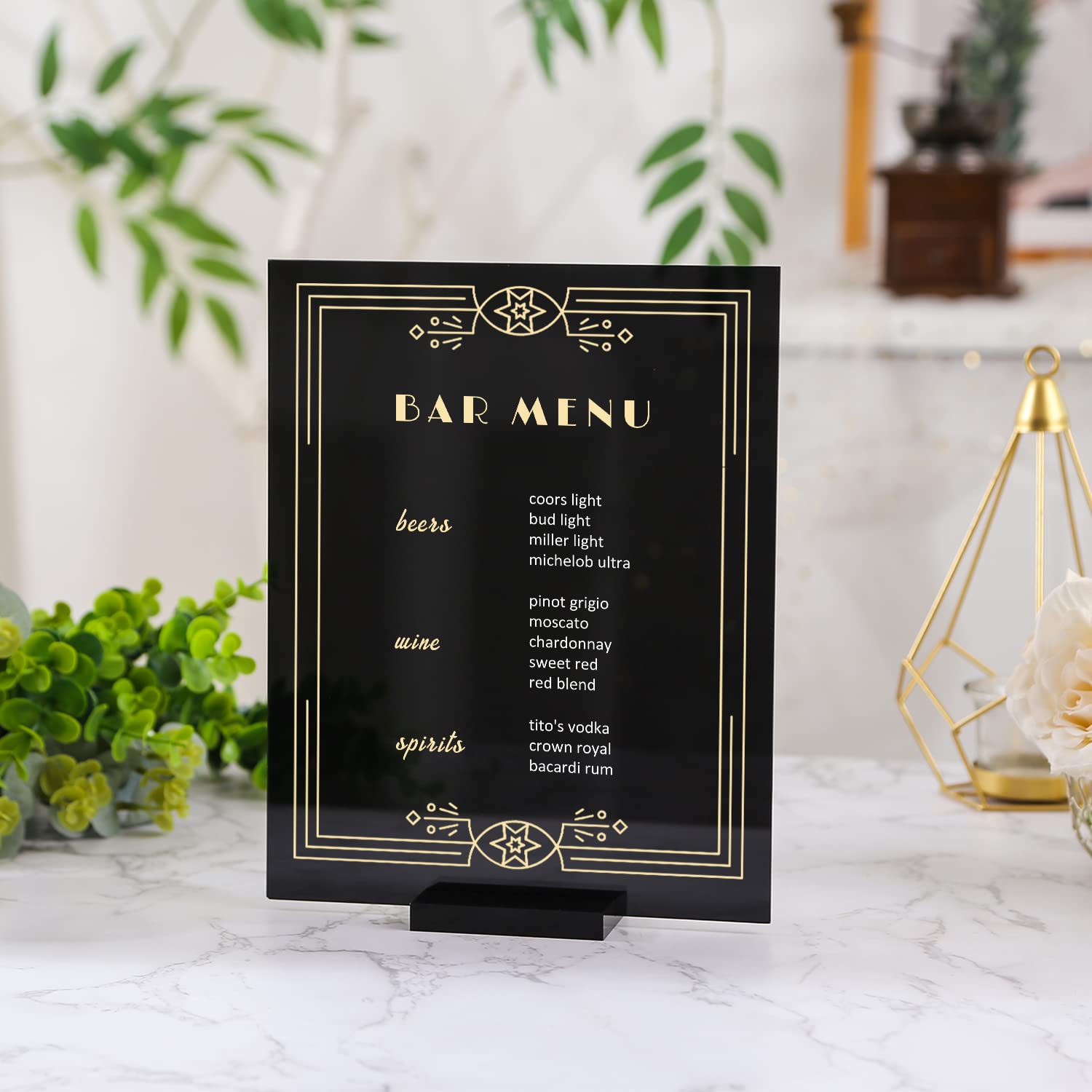 UNIQOOO Blank Tint Black Acrylic Sign with Stand - DIY Table Number Signs, Wedding Place Cards, Party Decorations - 30 Acrylic Signs & 30 Stands - Perfect for Weddings, Birthdays, Restaurants and Events