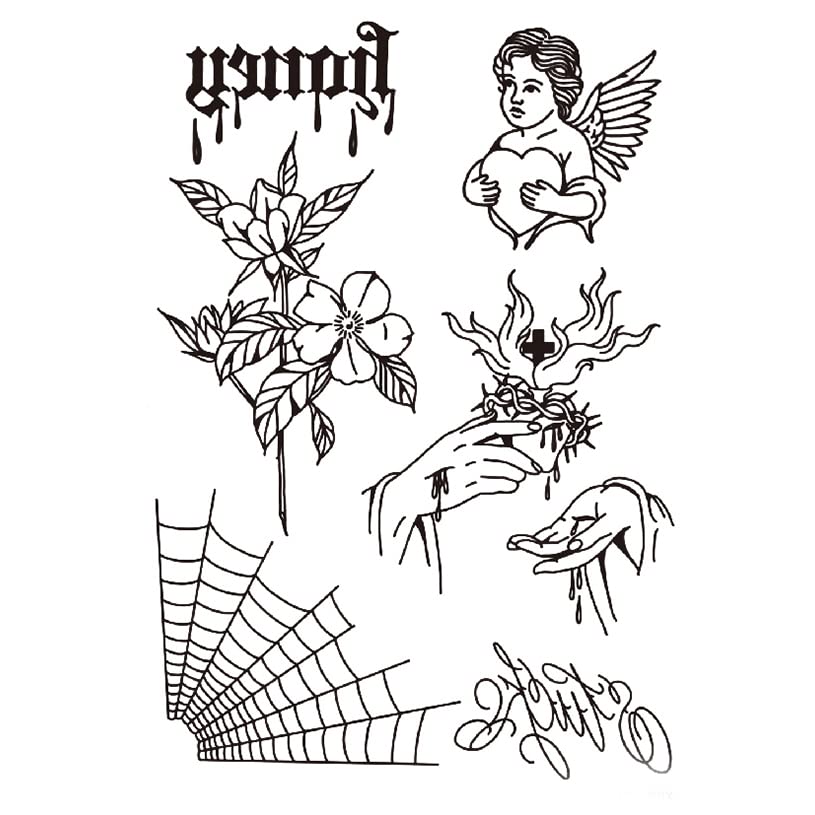 Realistic Temporary Tattoos for Men & Women - Waterproof Fake Tattoos That Look Real & Last Long - Small Hand Tattoo Love Stickers (2 Pack, Style 2) - Perfect for Parties, Halloween, Cosplay & Self-Expression