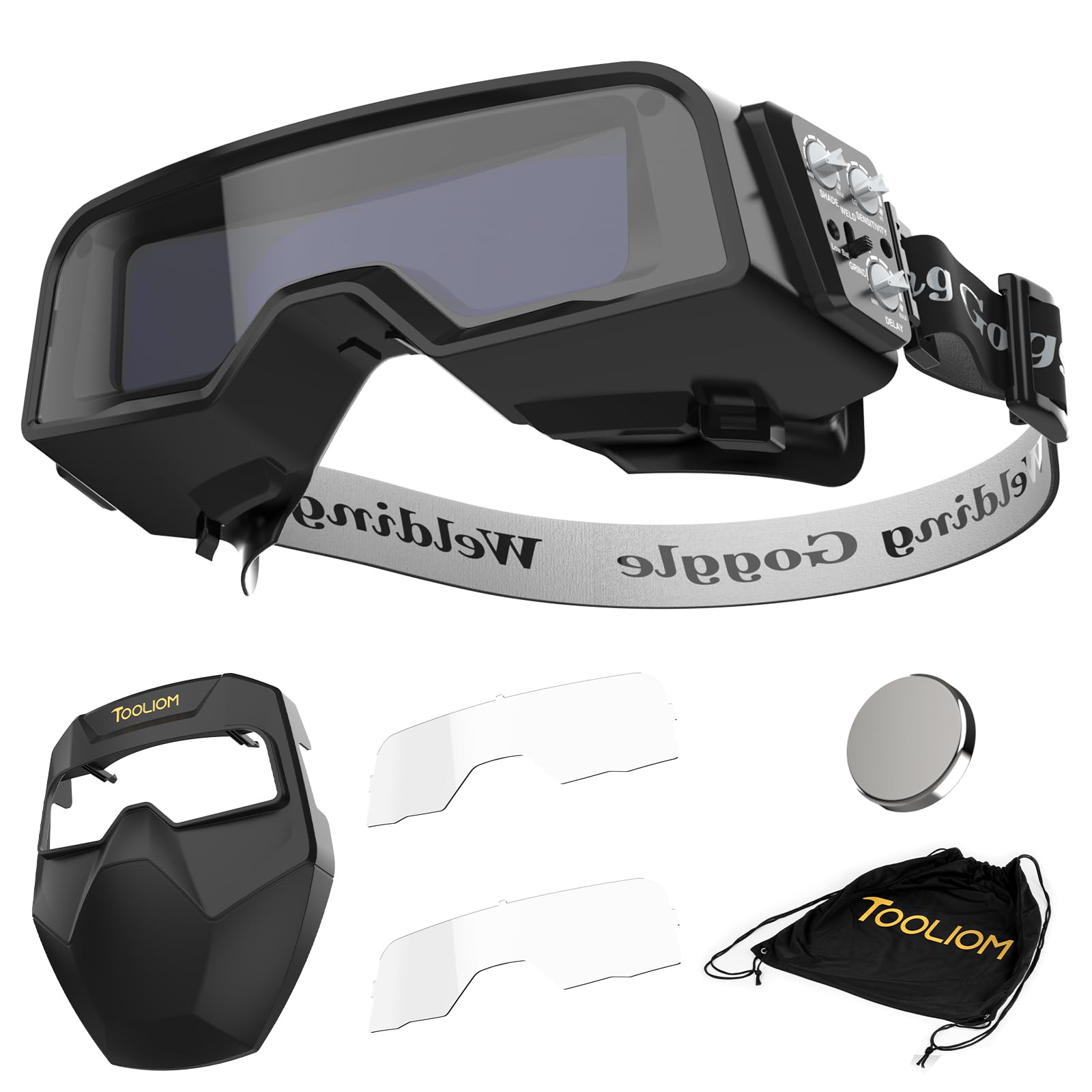 TOOLIOM Auto Darkening Welding Goggles with True Color Vision - Adjustable Safety Face Shield Helmet for TIG MIG Stick Welding & Grinding - Perfect for Metal Fabrication, Construction & DIY Projects