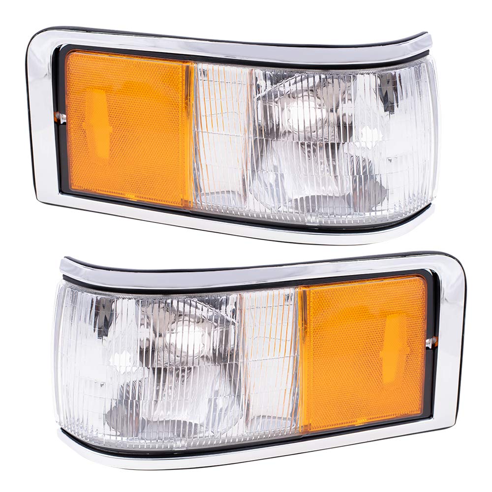 Brock Replacement Driver & Passenger Side Marker Lights for 1990-1994 Lincoln Town Car - FOVY15A201B FOVY15A201A Compatible - Enhance Visibility & Safety for Night Driving