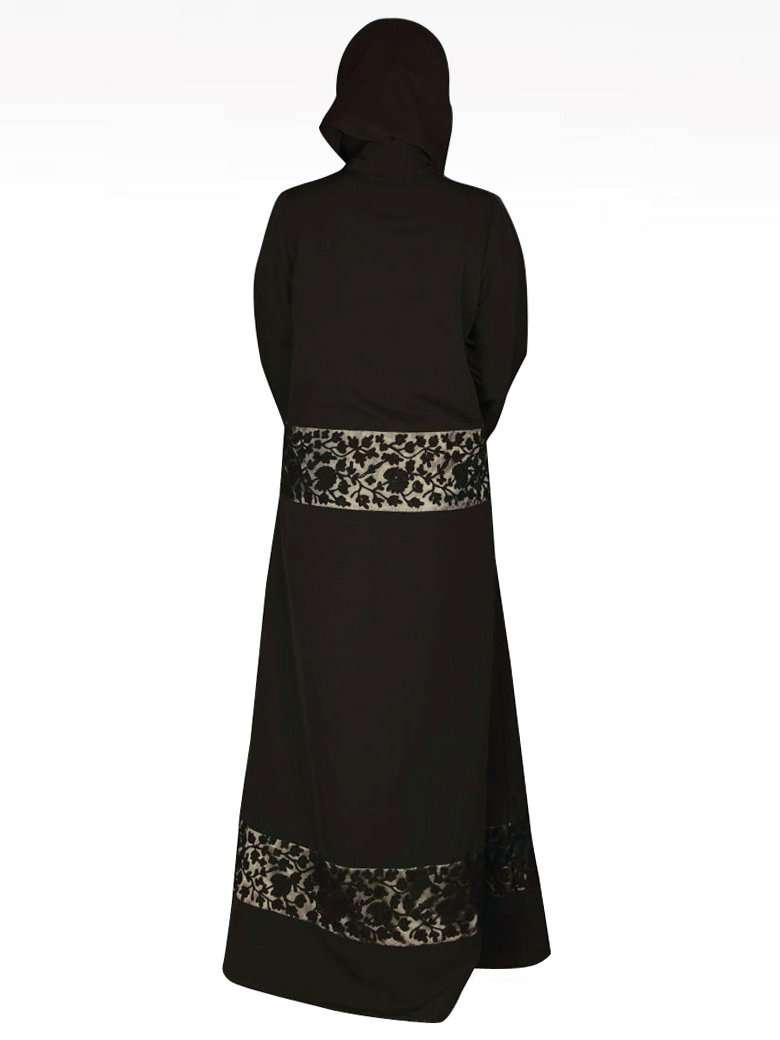 Elegant Black Embroidered Abaya Dress for Women - Modest Islamic Prayer Dress for Mosque & Special Occasions