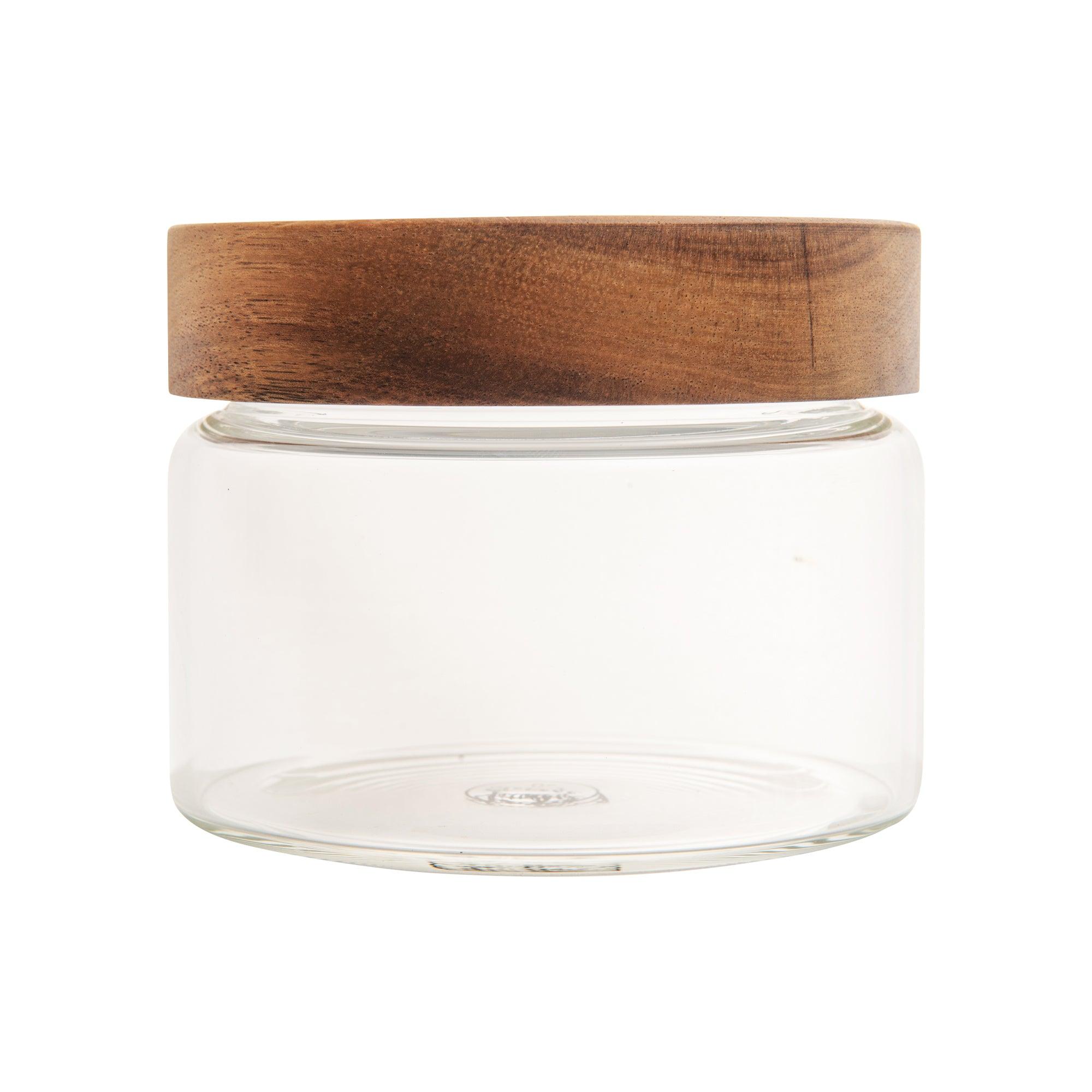 Premium 500ml Acacia Wood Lid Glass Jar - Ideal for Storing Tea, Coffee, Spices & Kitchen Organization