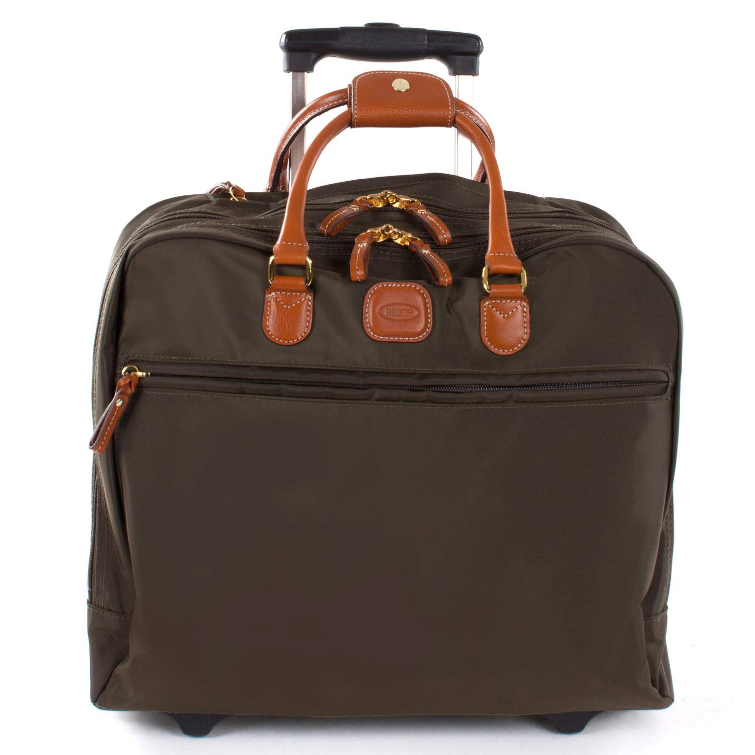 Bric's X-Bag X-Travel 2.0 14x15.5 Inch Rolling Carry On Luggage - Olive Green Pilot Business Laptop Bag for Air Travel & Business Trips
