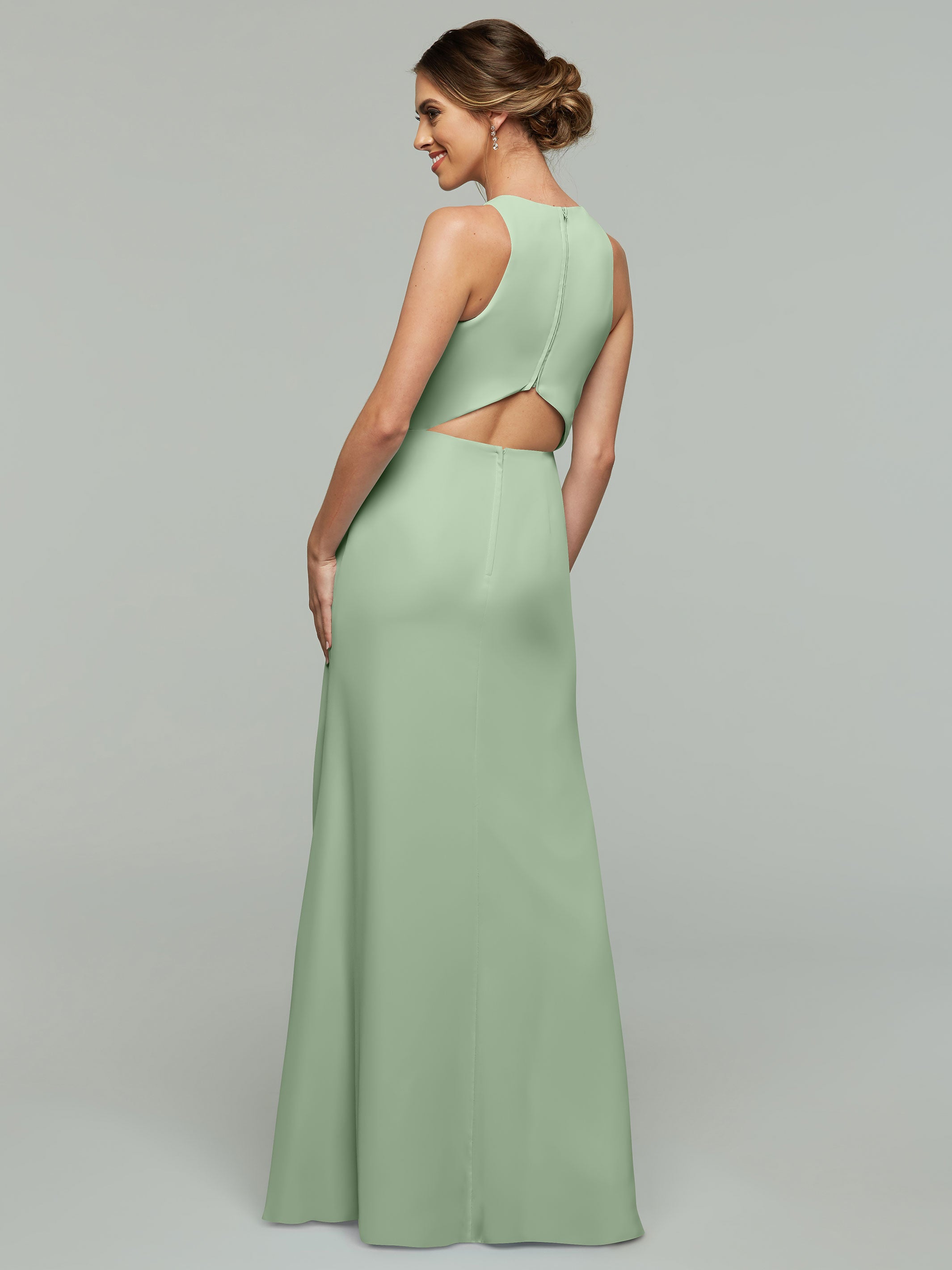 Elegant 80175 Chiffon A-Line Bridesmaid Dress with Plunging Halter Neckline - Perfect for Weddings, Formal Events & Special Occasions