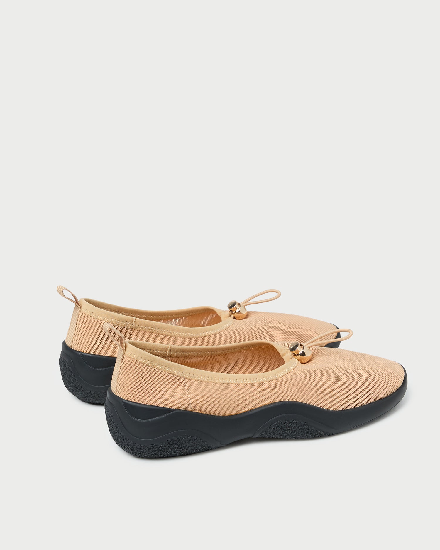 Raina Caramel/Black Mesh Flat Shoes - Comfortable & Stylish Women's Flats for Casual Wear, Office & Everyday Use