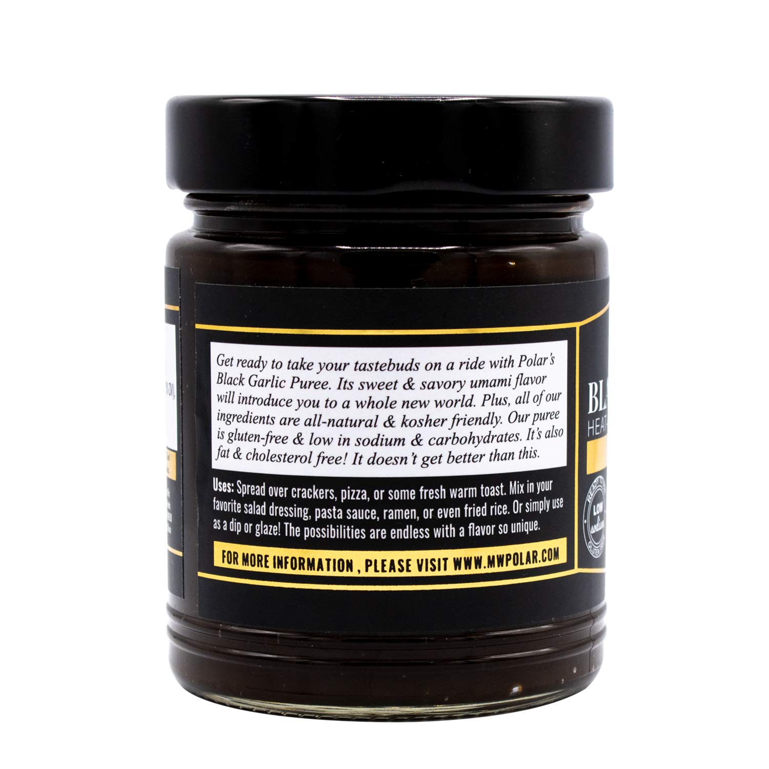 Organic Black Garlic Puree - MW Polar Original Flavor 8.8oz (6 Pack) | Gourmet Cooking Ingredient for Sauces, Dressings & Health Recipes