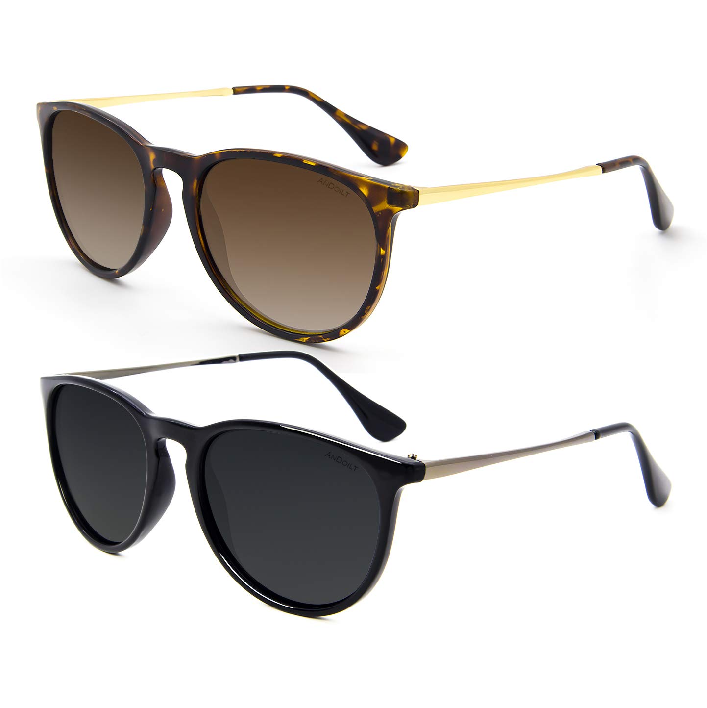Vintage Polarized Sunglasses for Women & Men - UV Protection Retro Round Mirrored Lens - Perfect for Driving, Beach & Outdoor Activities