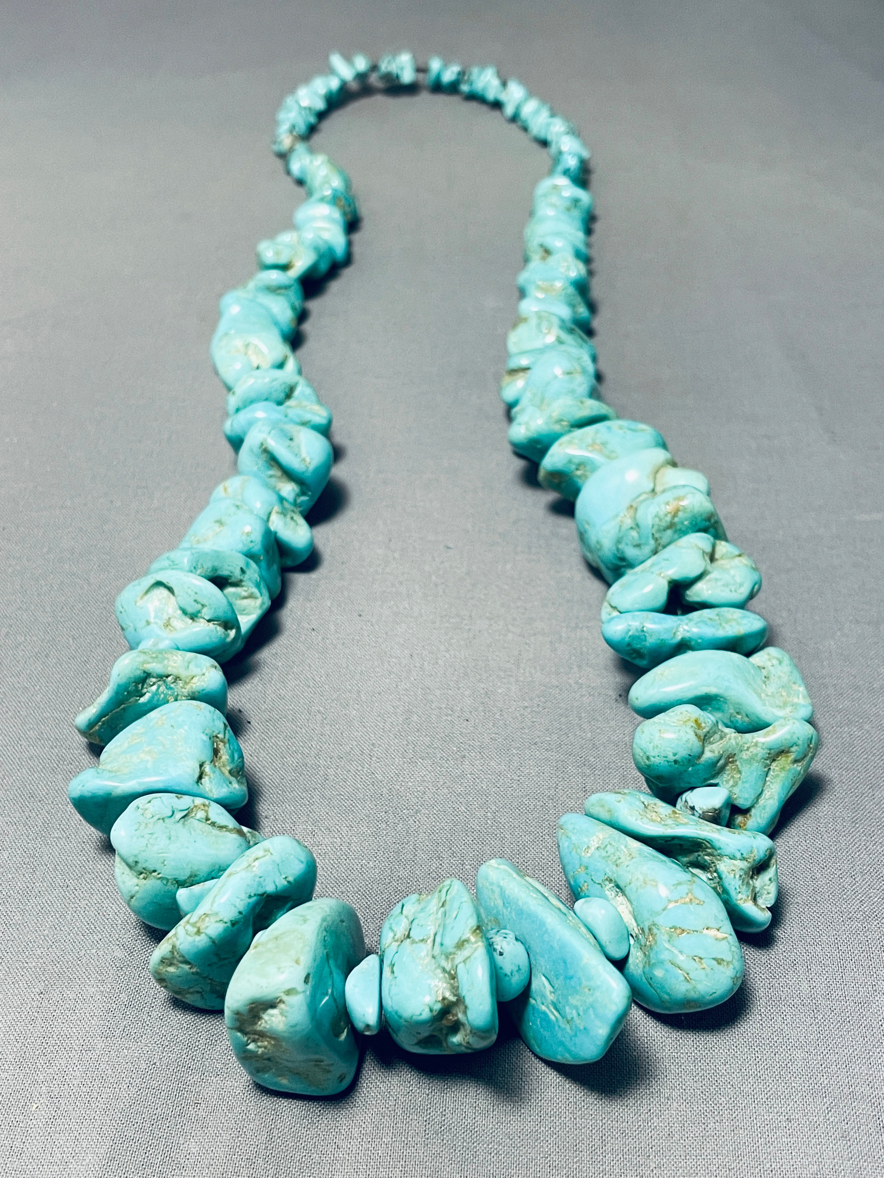 274 Grams Nugget Turquoise Vintage Native American Navajo Necklace – Handmade Southwest Jewelry for Women, Boho Fashion & Spiritual Healing
