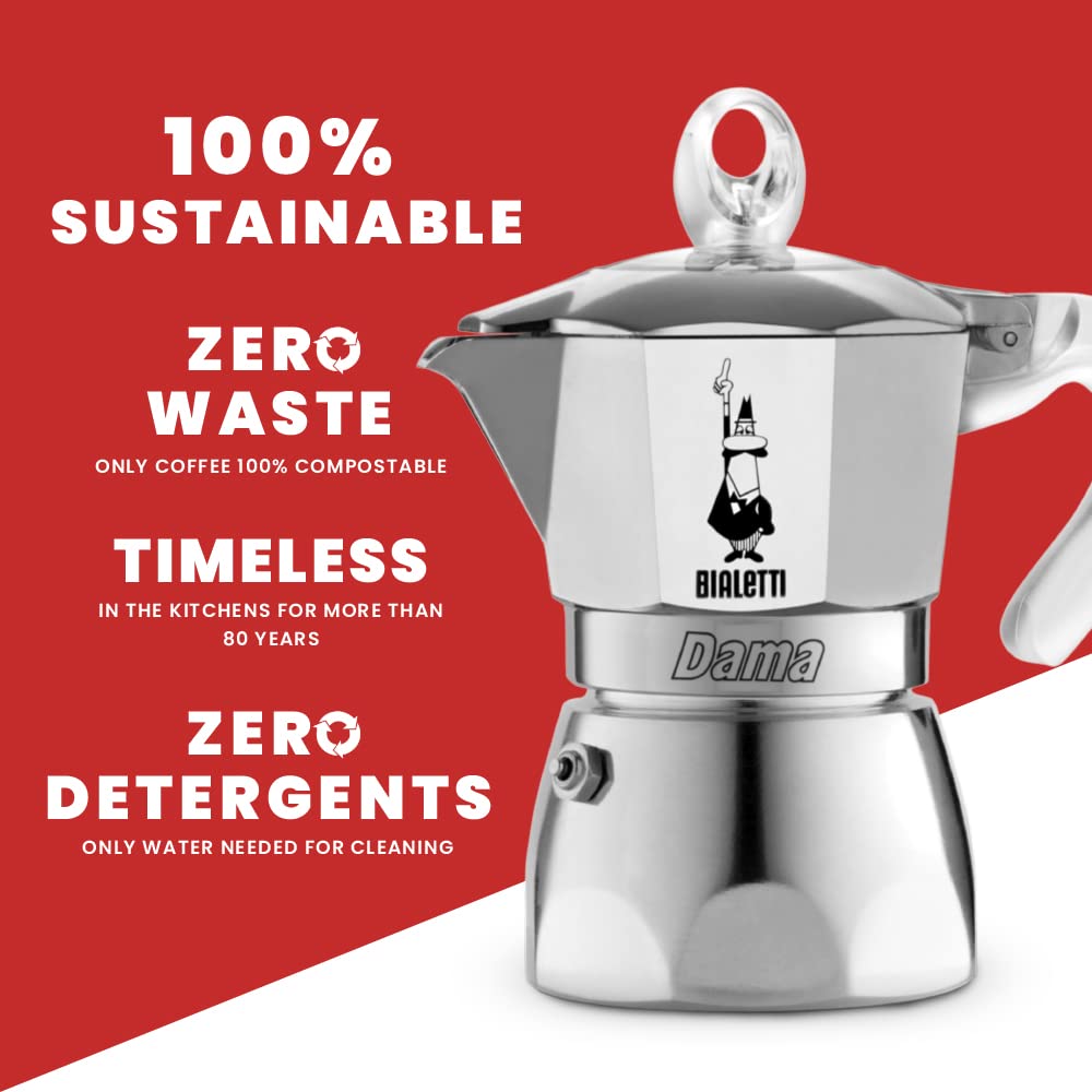 Bialetti DAMA Pure Ice Coffee Maker - 1 Cup (67ml) Aluminum Stovetop Espresso Maker for Perfect Iced Coffee | Not Induction Compatible | Ideal for Home, Office & Outdoor Use