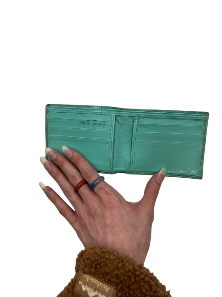 Authentic Tiffany & Co. Aqua Men's Alligator Leather Wallet - Luxury Gift for Men, Business & Travel Essentials