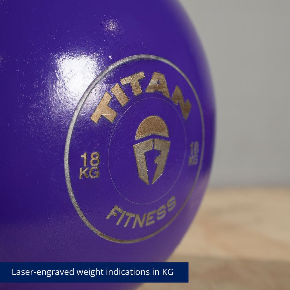 Titan Fitness Competition Kettlebell - Single Piece Cast Iron, KG Markings for Weightlifting, Strength Training & Full Body Workouts - Perfect for Home Gym, CrossFit & Functional Fitness Training