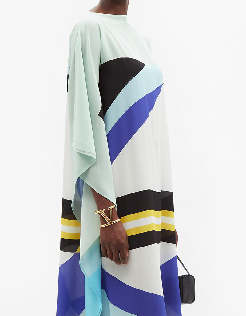 Elegant Blue Chelsea Georgette Kaftan Dress for Women - Perfect for Beach Cover-ups, Summer Vacations & Boho Chic Outfits